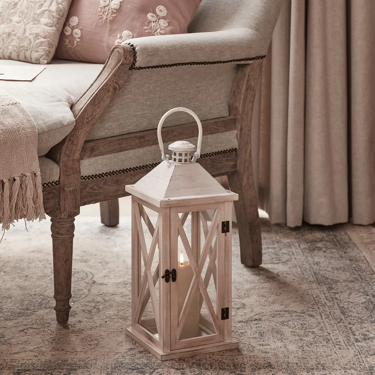 Folkestone TruGlow® Wooden Lantern with LED Candle - Warm White product