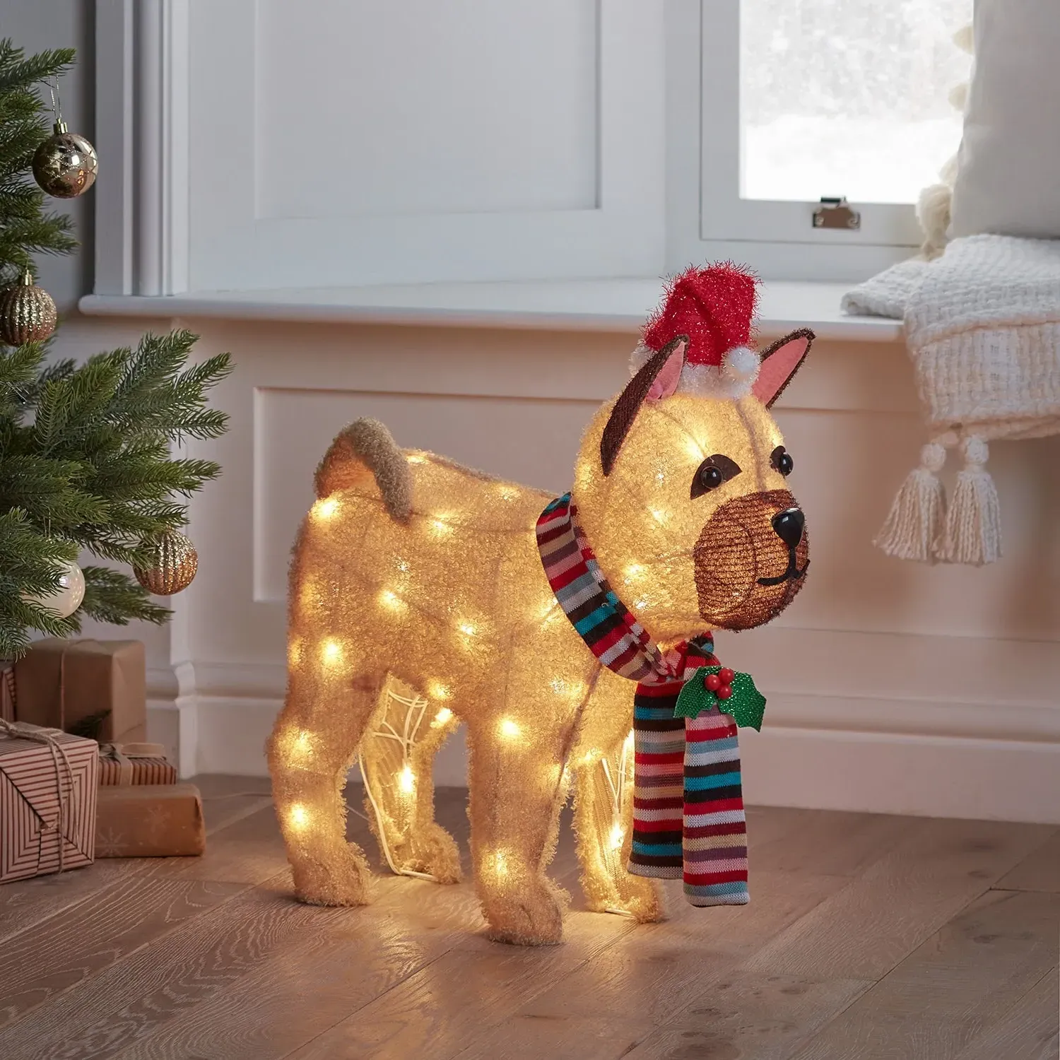 French Bulldog Christmas Figure 55cm - Warm White alternate view