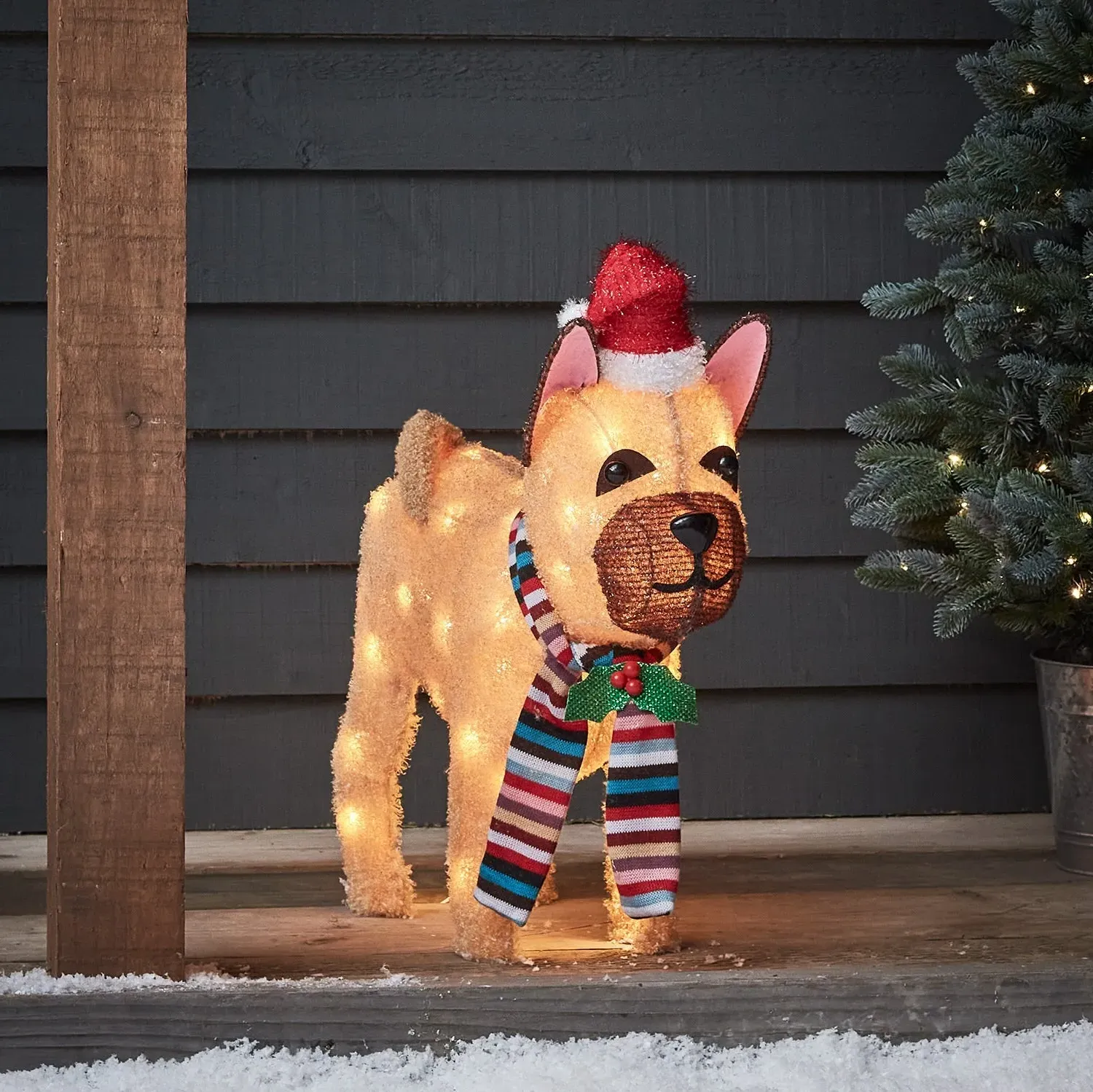 French Bulldog Christmas Figure 55cm - Warm White product