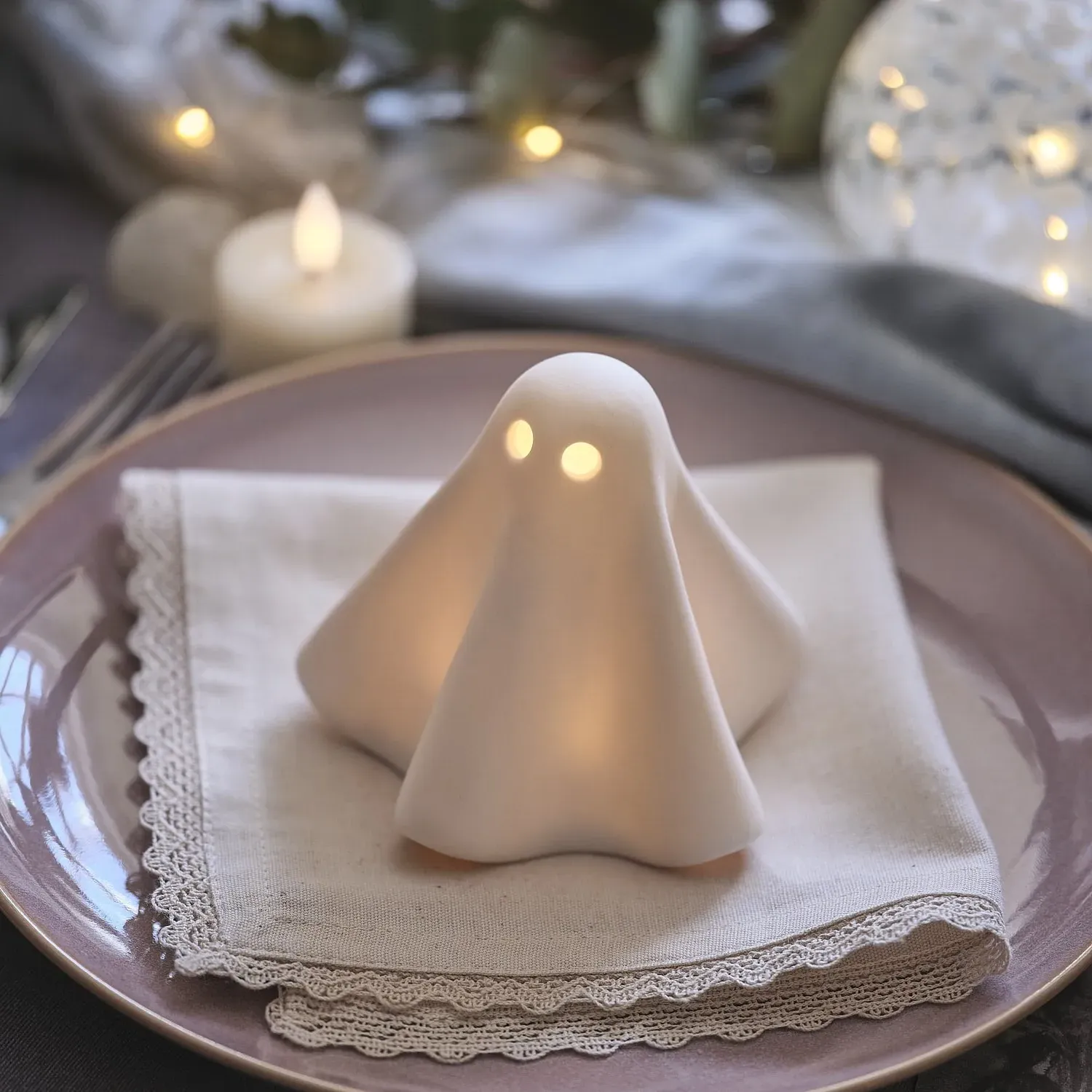 Gerald the Ghost Porcelain LED Halloween Decoration - Warm White alternate view