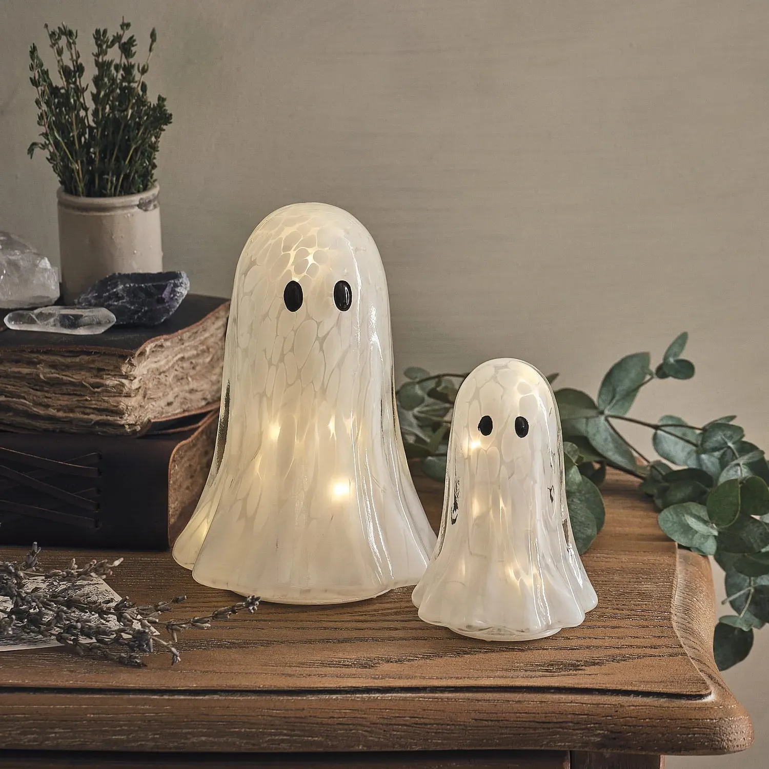 Gertie the Ghost Confetti Glass LED Halloween Decoration Duo product