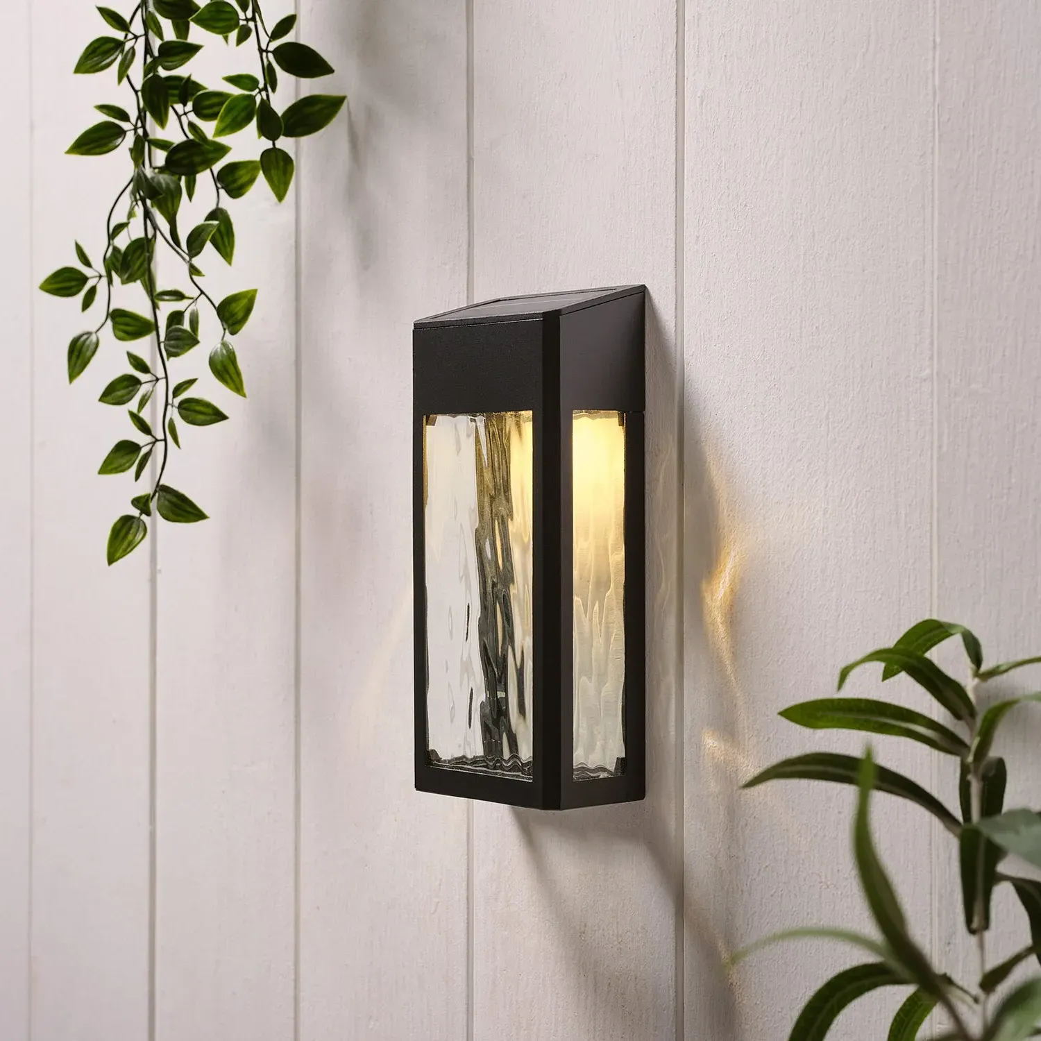Glass Solar Wall Light - Black, Metal alternate view