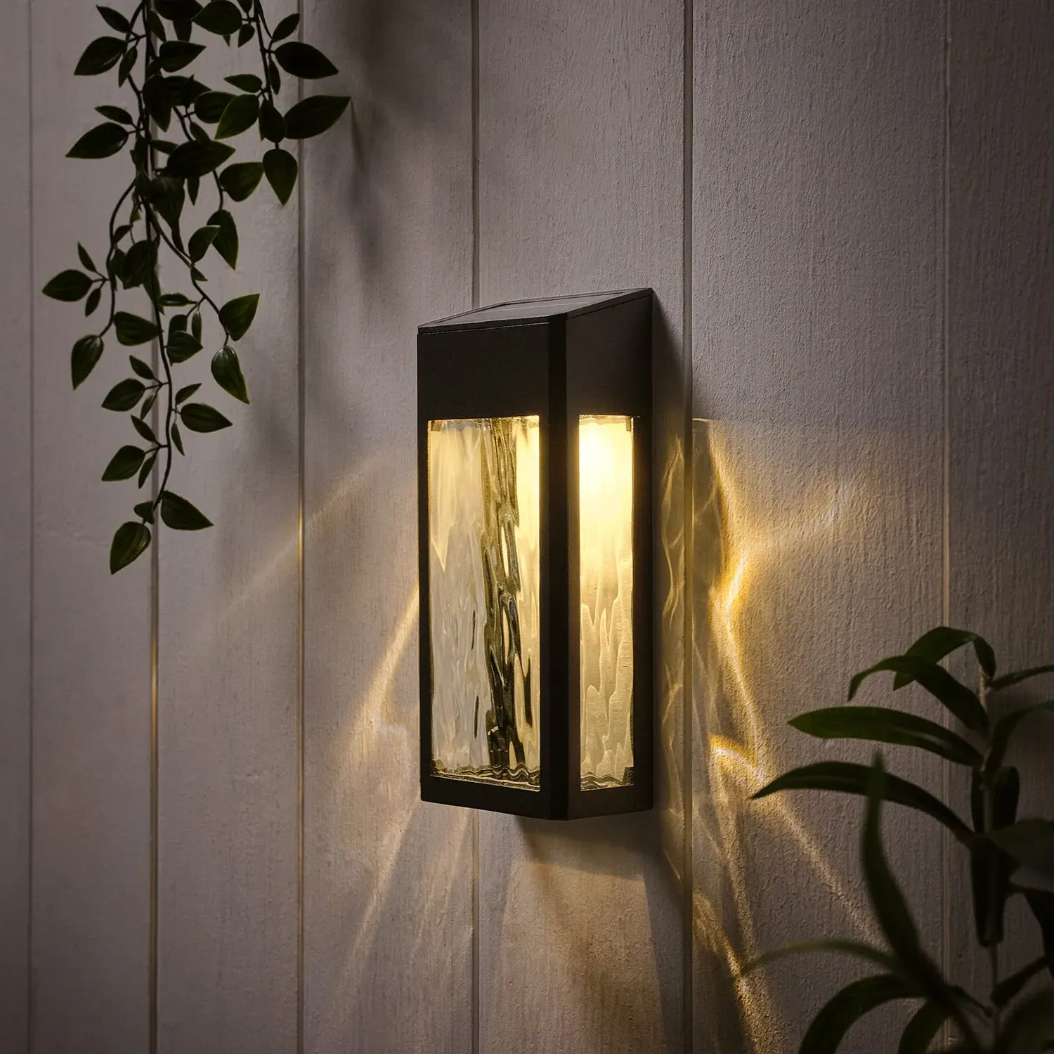Glass Solar Wall Light - Black, Metal product