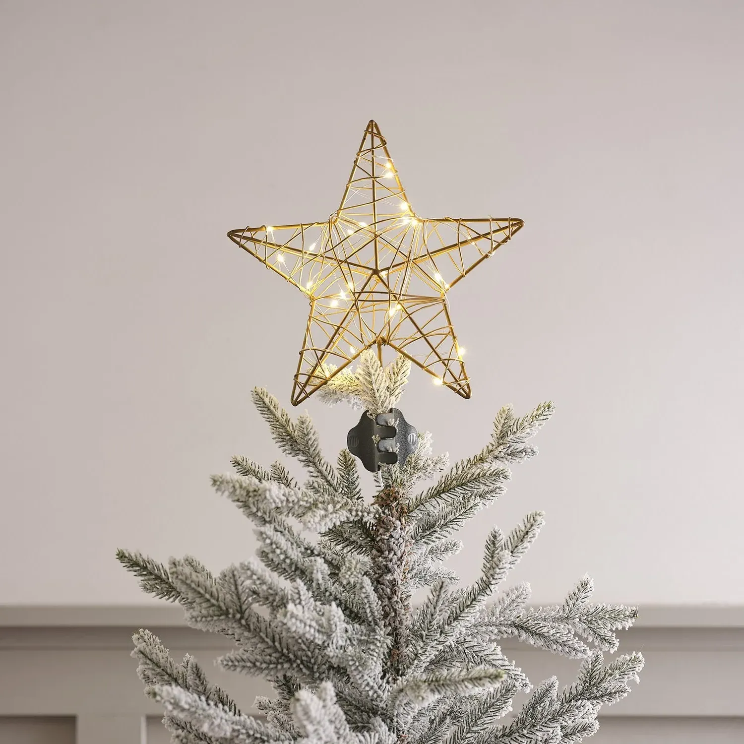 Gold Metal Star Christmas Tree Topper - Warm White alternate view
