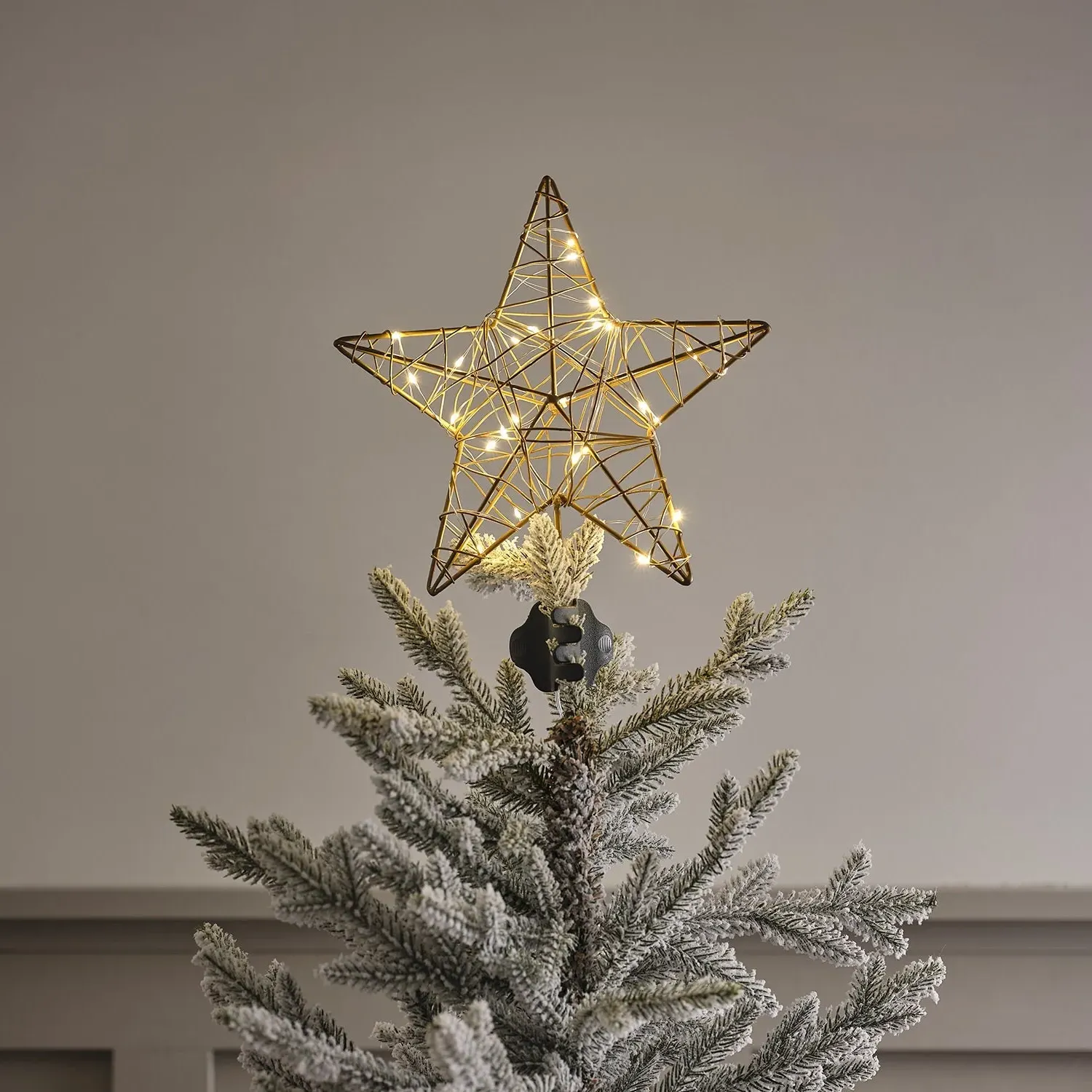 Gold Metal Star Christmas Tree Topper - Warm White product