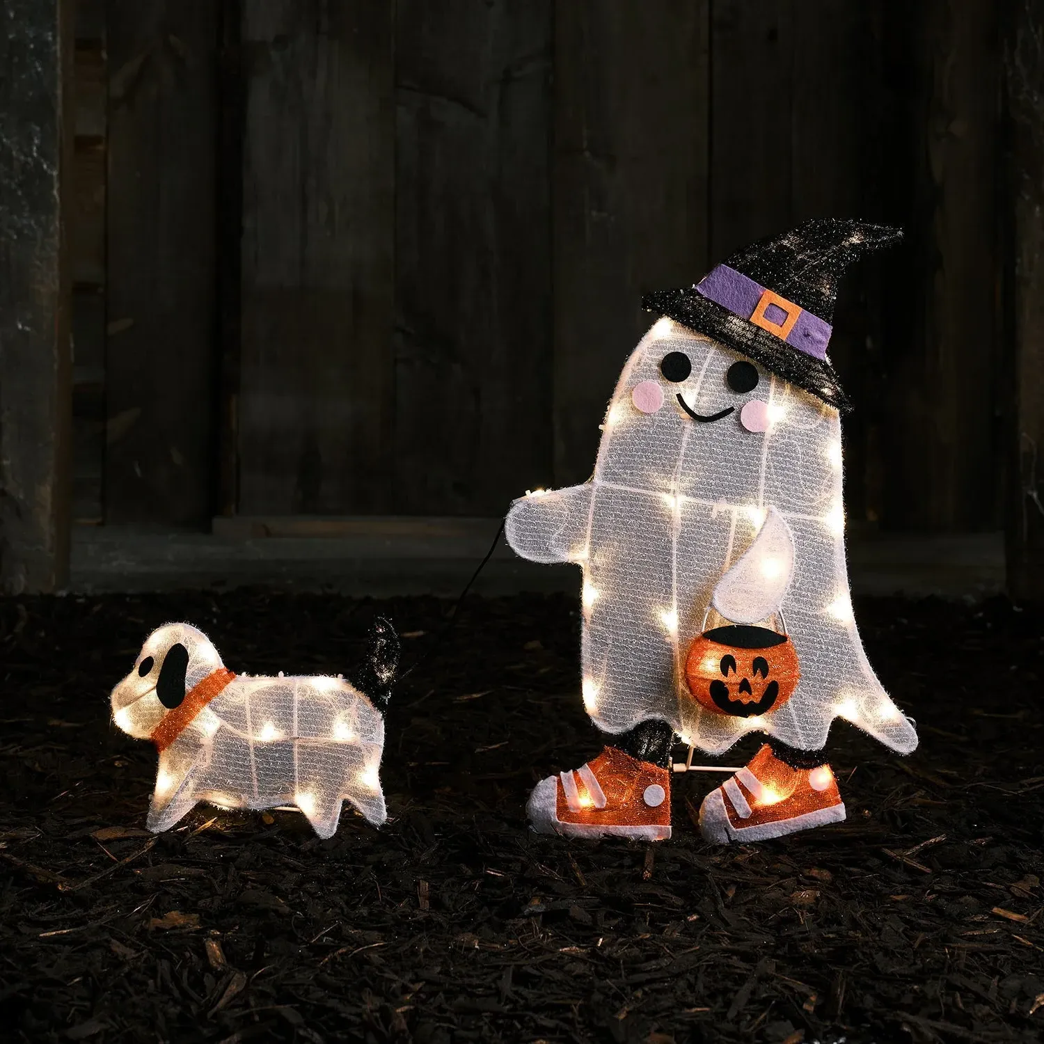 Gustav Dog-Walking Ghost LED Halloween Decoration - Warm White product