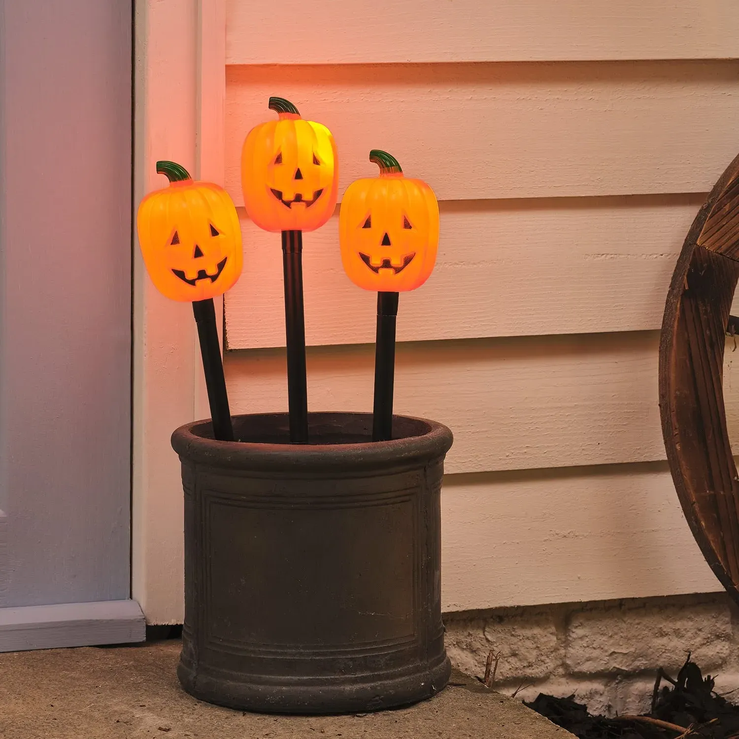 Halloween Pumpkin Outdoor Stake Lights Set of 3 - Warm White product