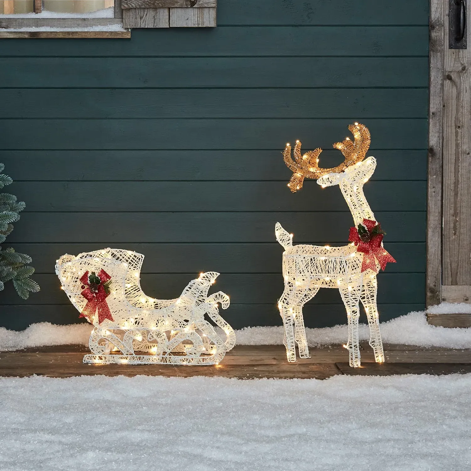 Harewood Spun Cotton Light Up Reindeer & Sleigh - Warm White alternate view