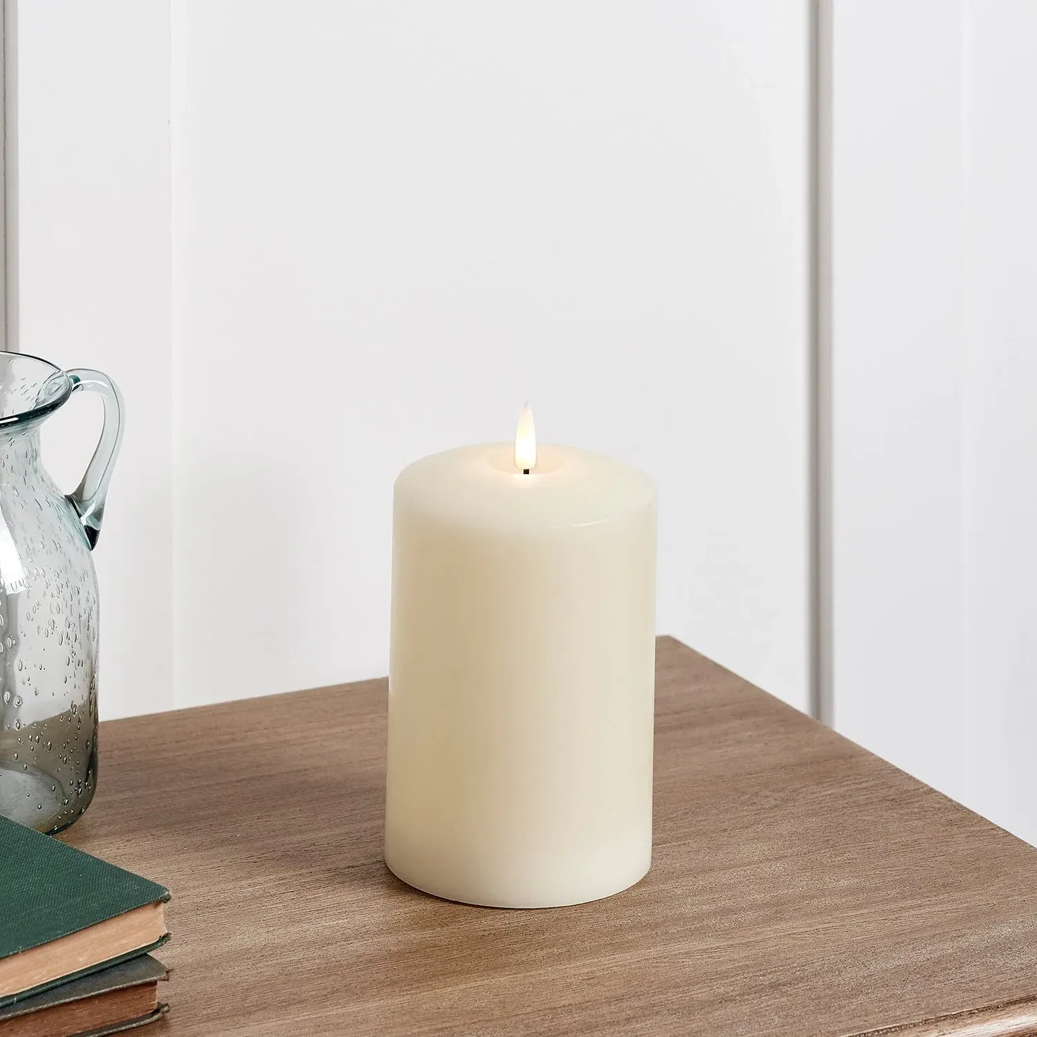 LED Pillar Candle Rechargeable - Ivory, Wax product