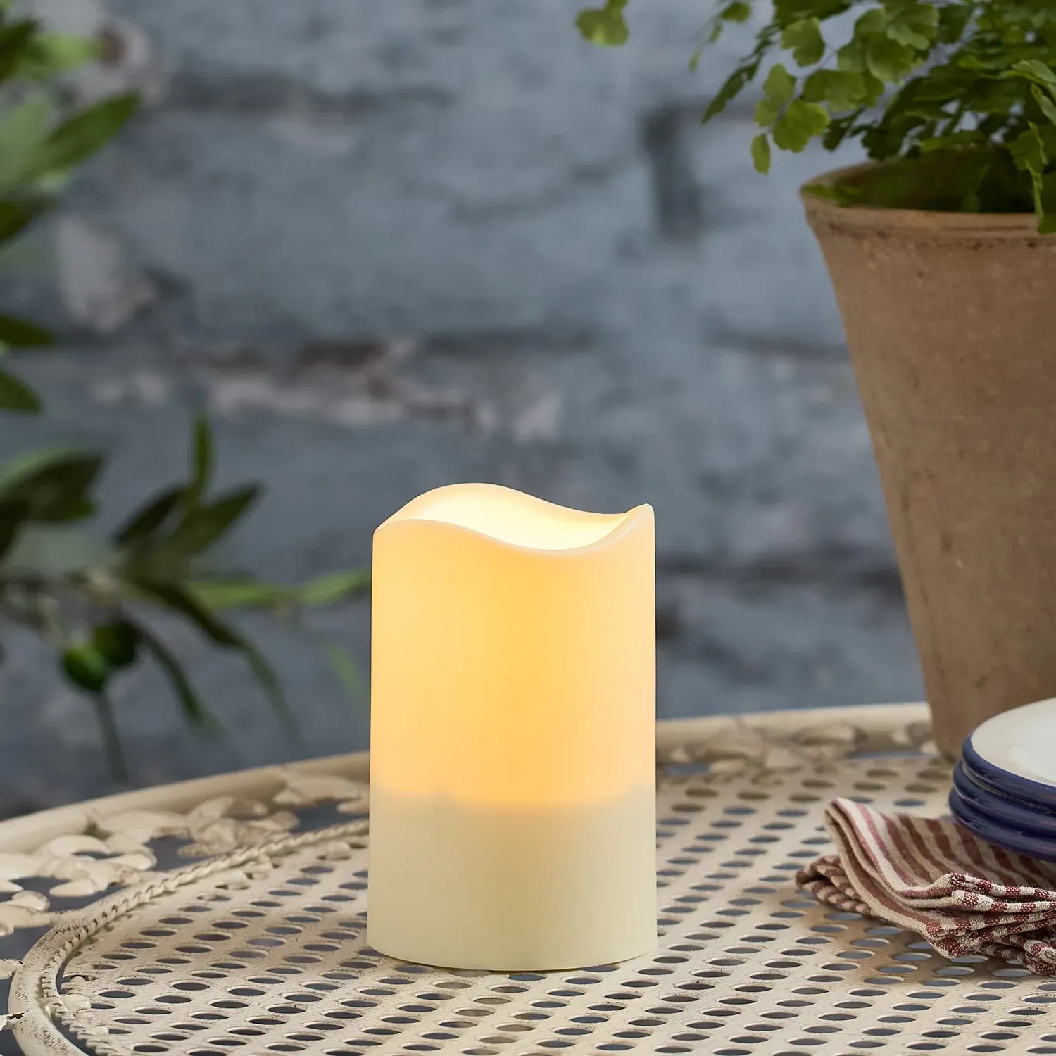 LED Solar Pillar Candle - Warm White product