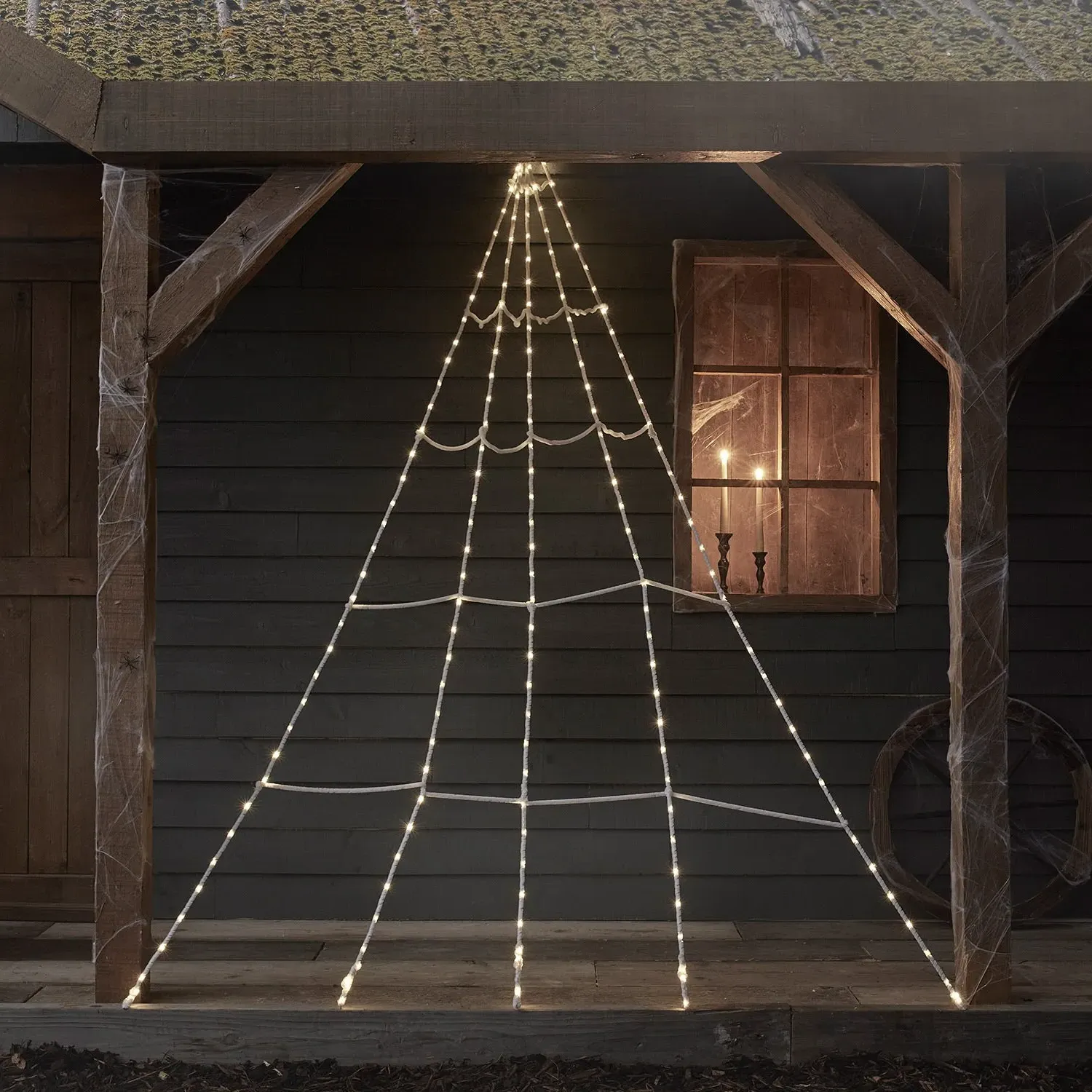 Light-Up Spider Web Halloween Decoration - Warm White product