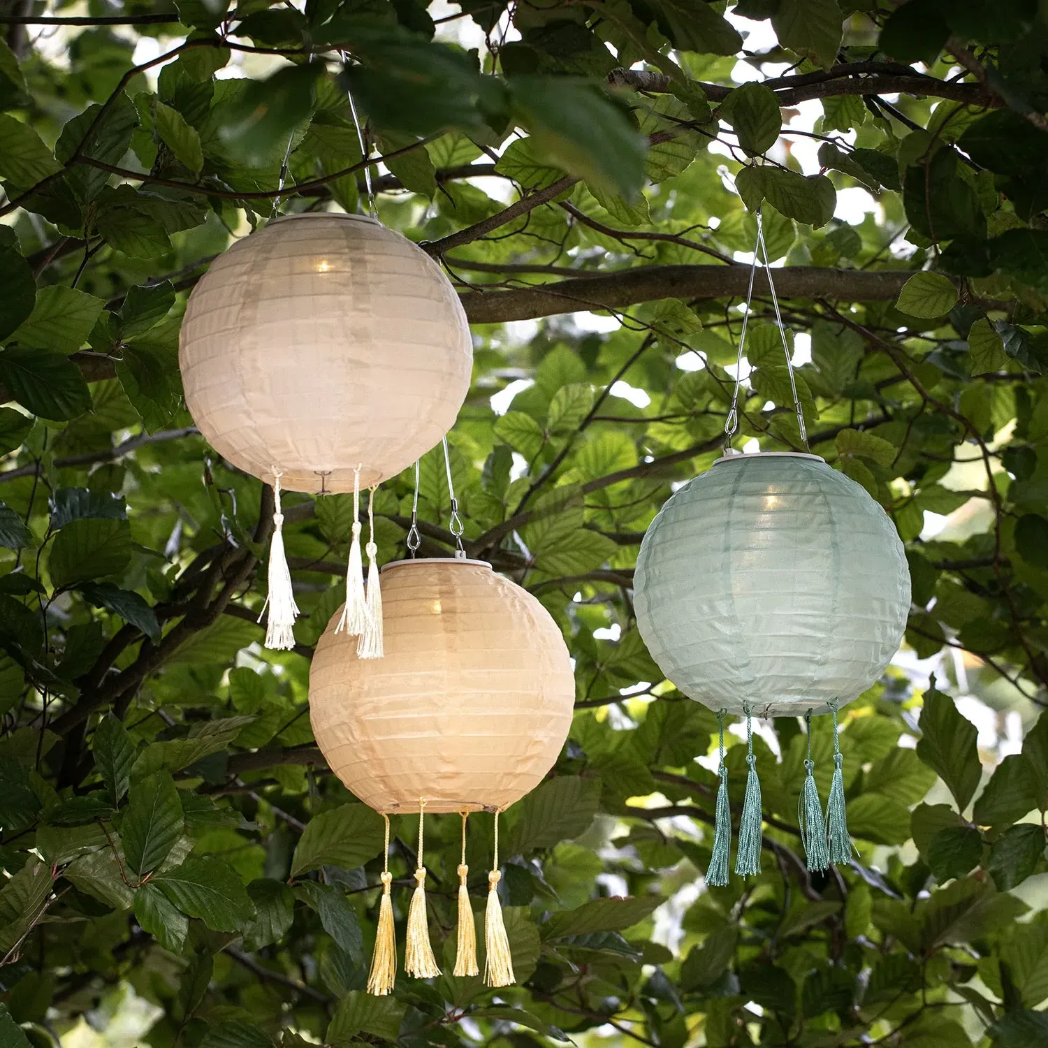Lucena Tassel Solar Lantern - Cream alternate view