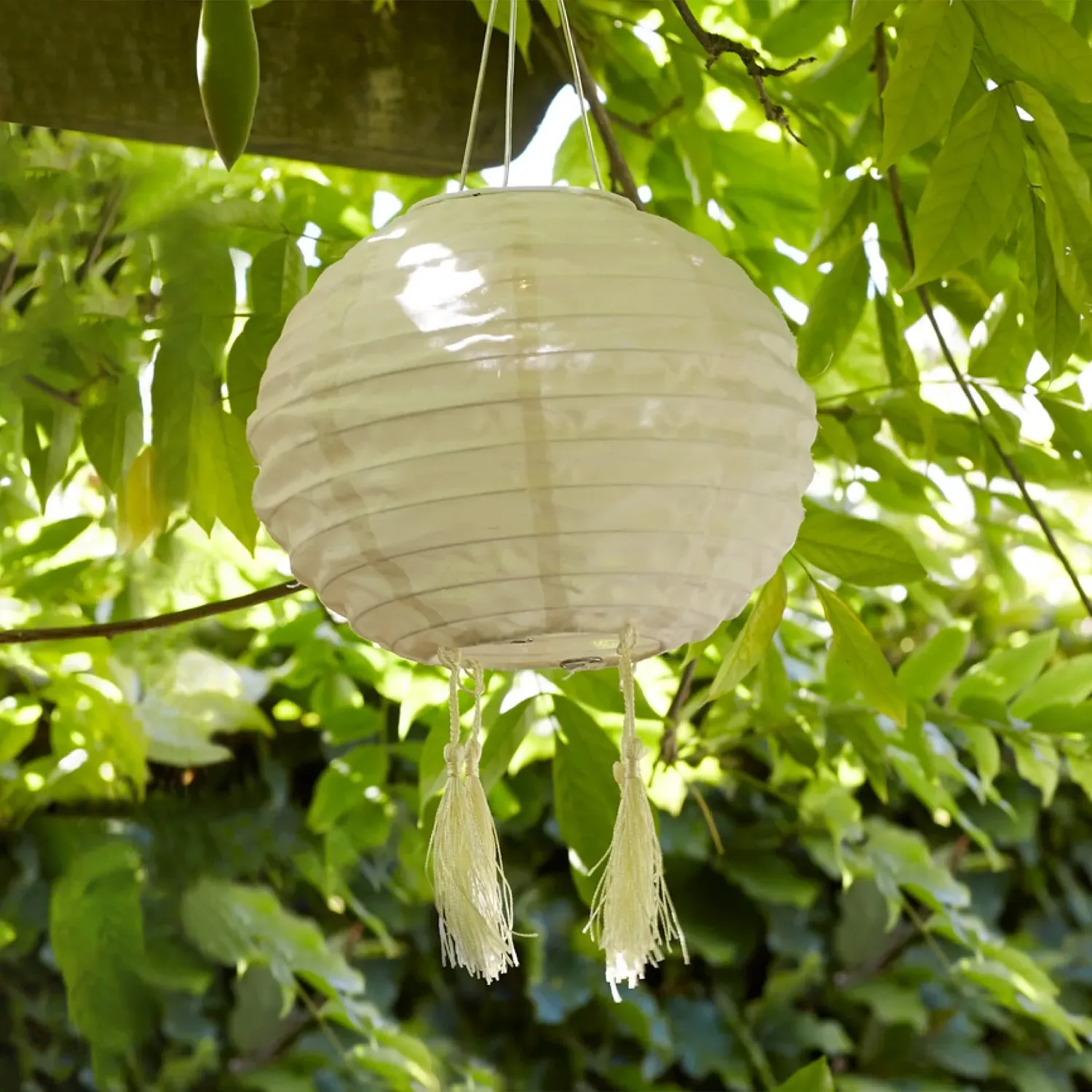 Lucena Tassel Solar Lantern - Cream product