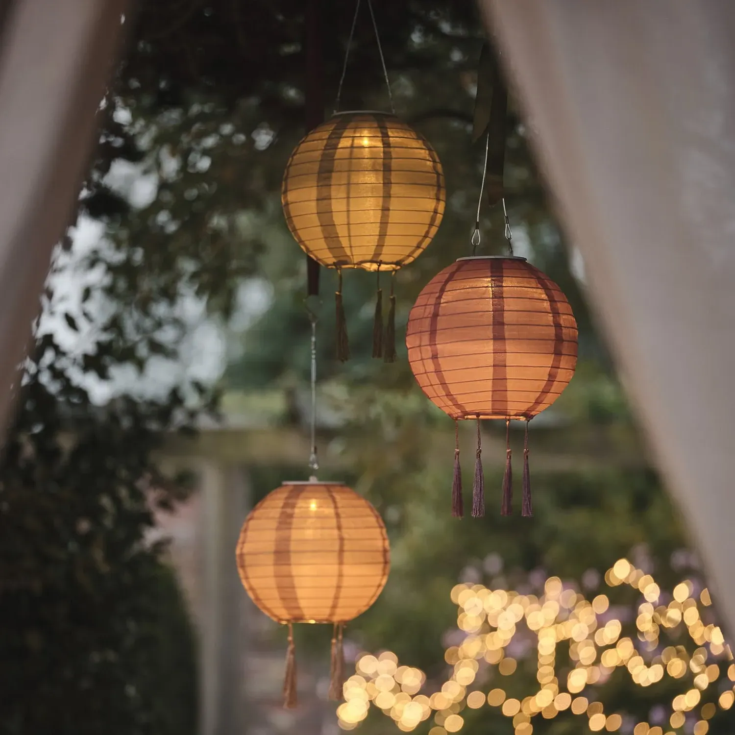 Lucena Tassel Solar Lanterns Set of 3 - Warm White alternate view