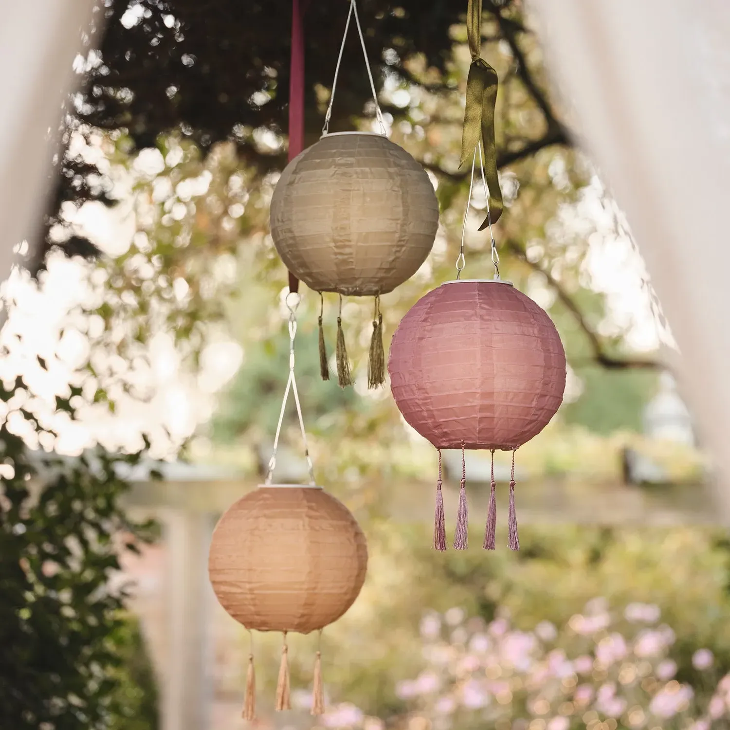 Lucena Tassel Solar Lanterns Set of 3 - Warm White product
