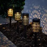Marrakesh Moroccan Solar Stake Lights Set of 4 - Warm White, Plastic alternate view