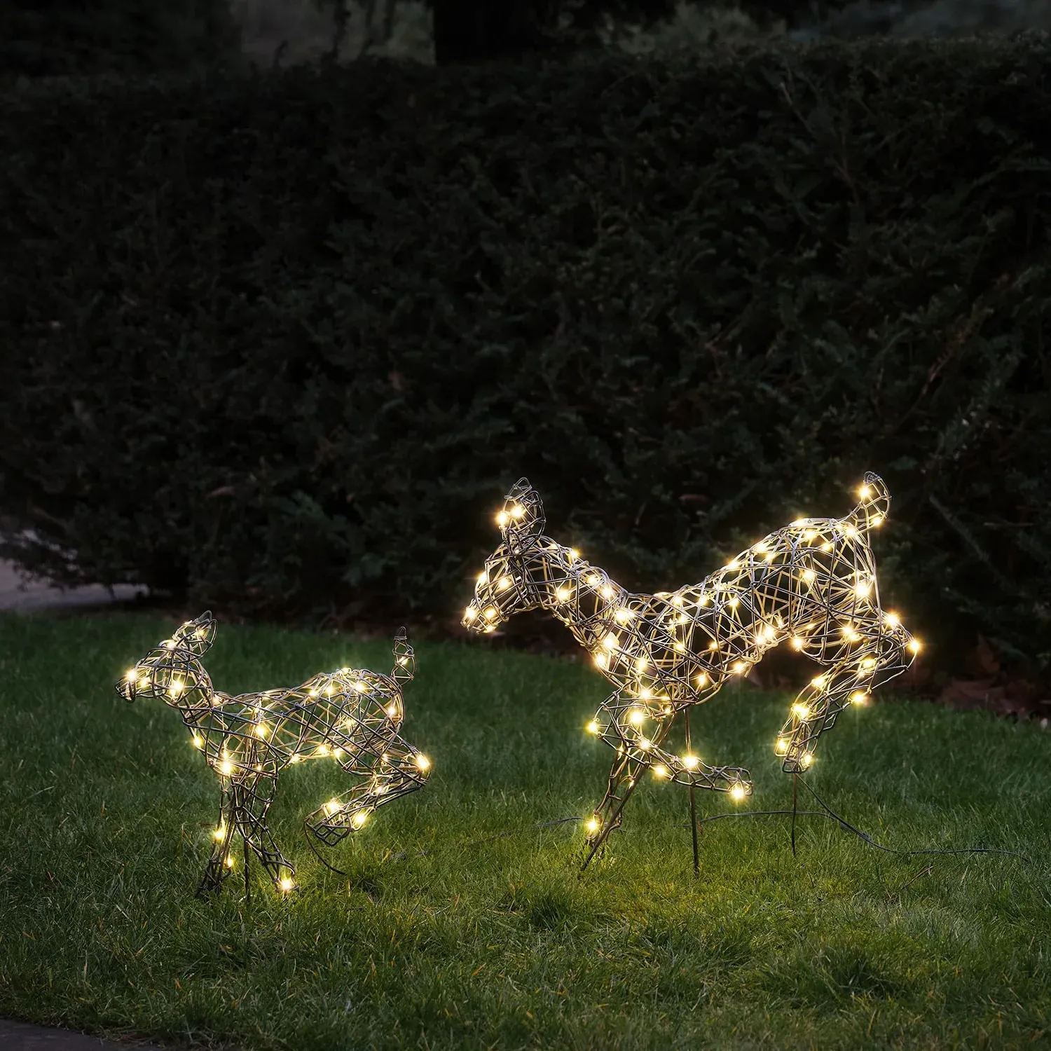 Mini Harlow Leaping Doe & Fawn Light Up Reindeer Duo product