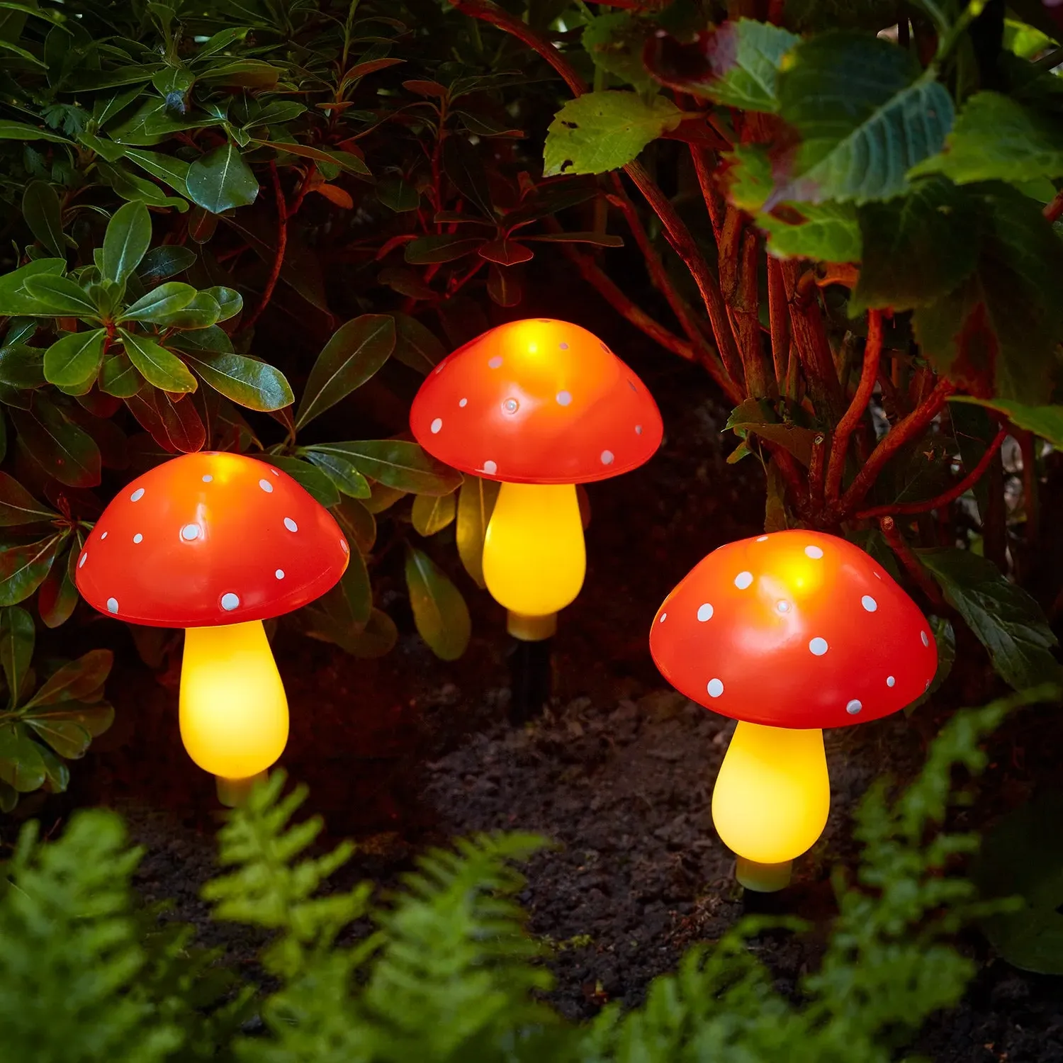 Mushroom Solar Stake Lights Set of 3 - Warm White product
