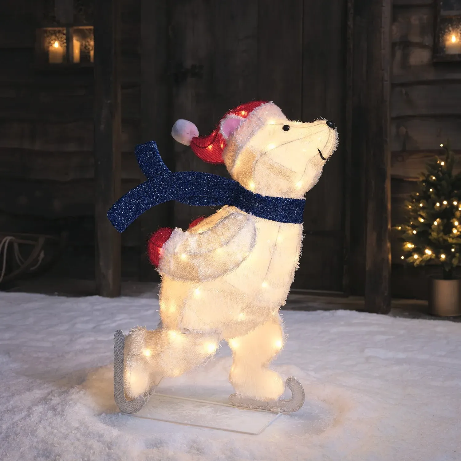 Papa Ice Skating Polar Bear LED 3D Figure - Warm White product