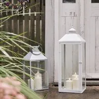 Perth & Hayle Large Lantern Duo with TruGlow LED Candles - White alternate view