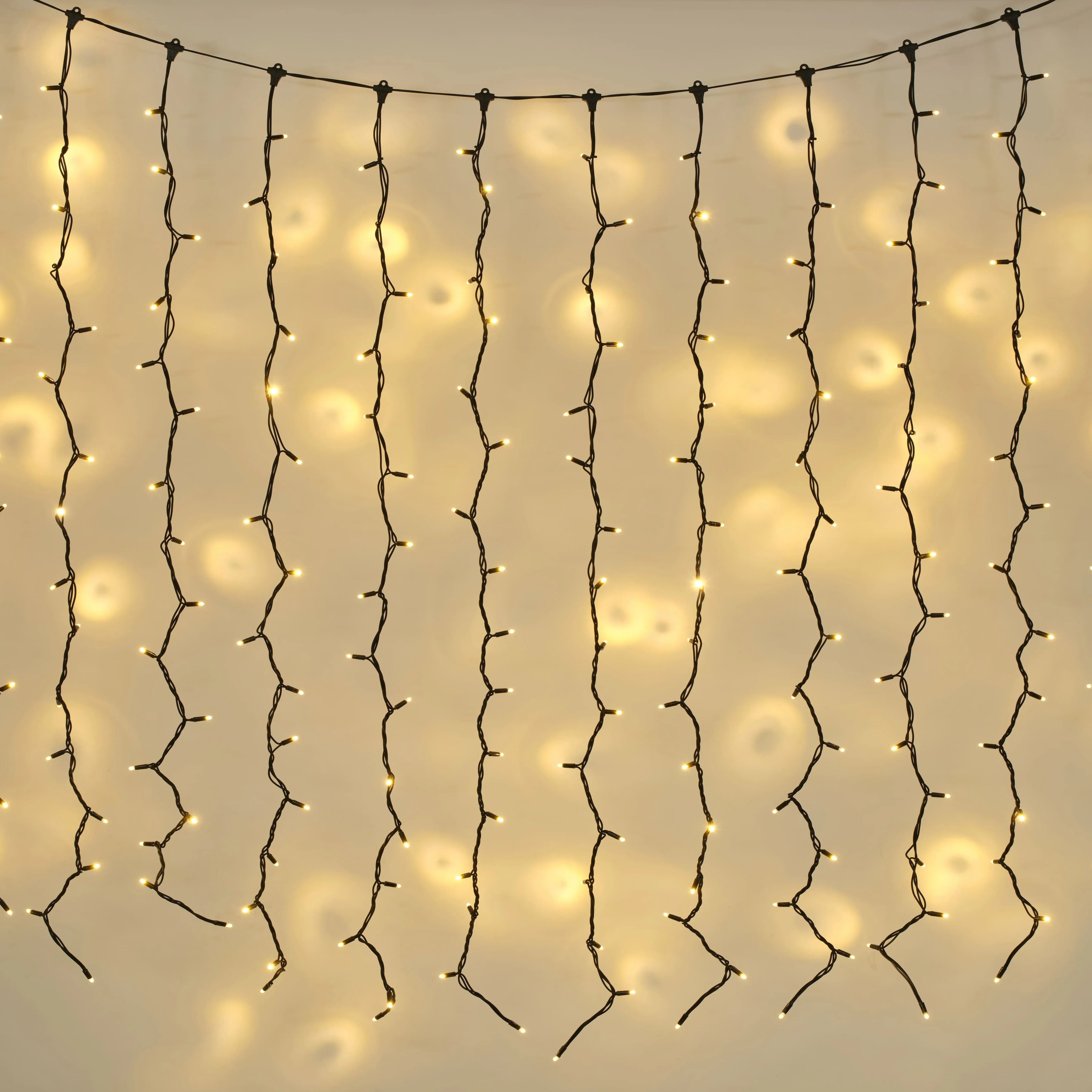 Plus Connect 10m x 2m Connectable Curtain Lights - Traditional Warm White, Black Cable product
