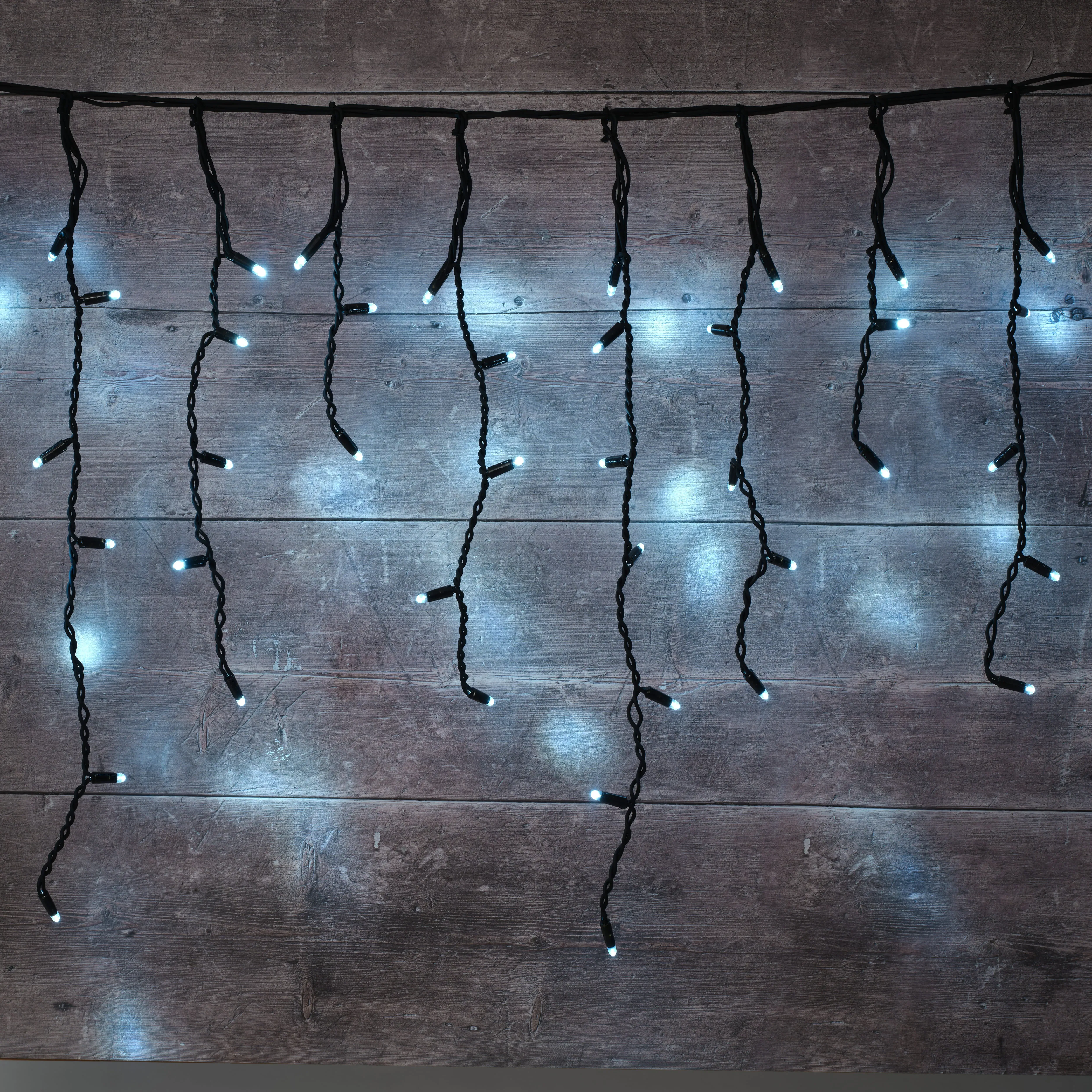 Plus Connect 28m Connectable Icicle Lights - Warm White, Black Cable product