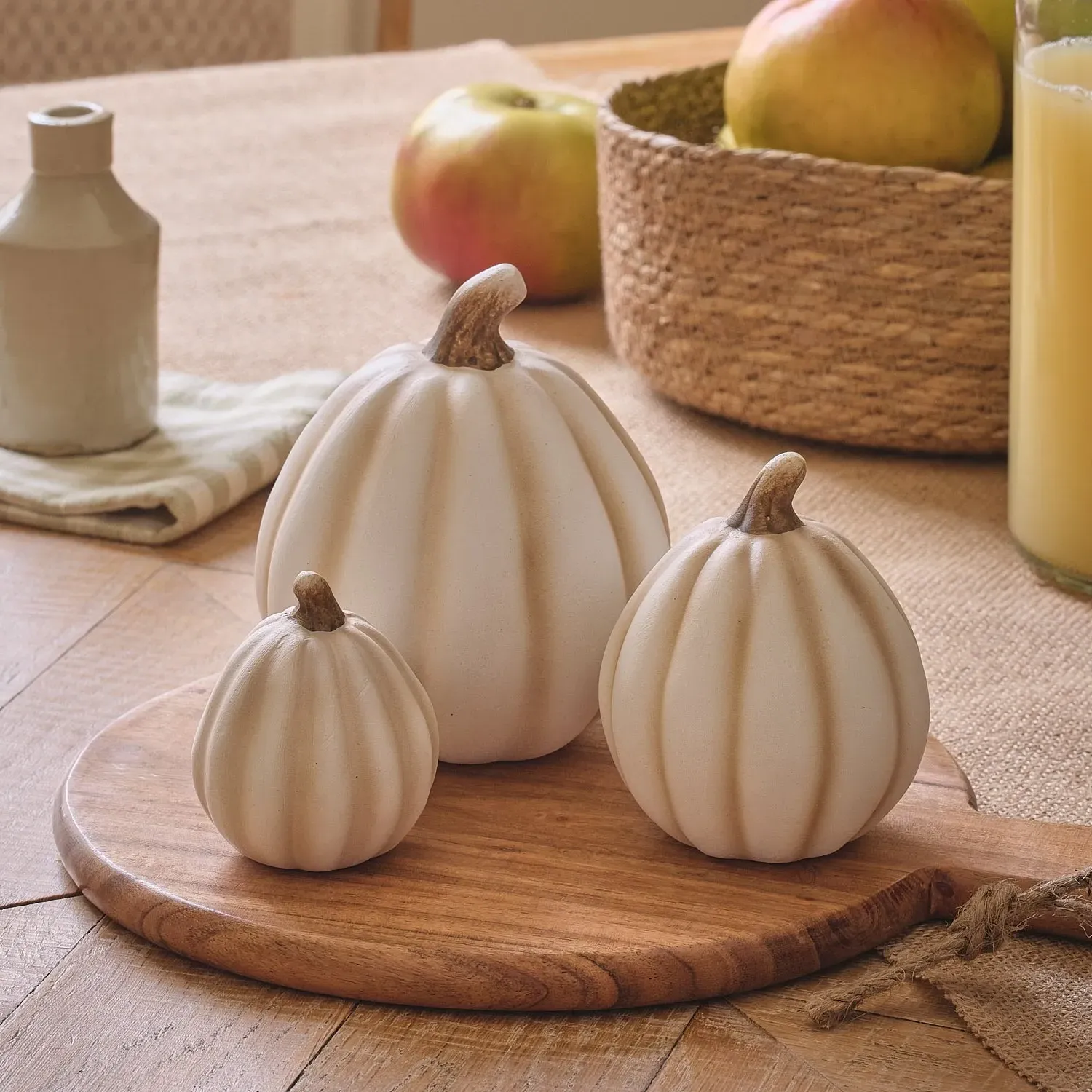 Porcelain Pumpkin Decorations Set of 3 - White alternate view