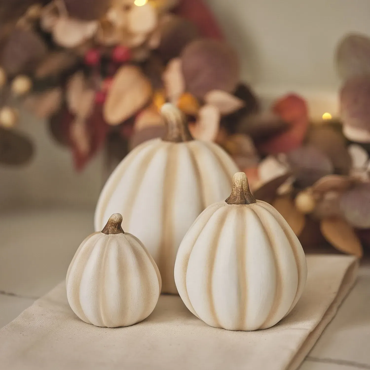 Porcelain Pumpkin Decorations Set of 3 - White product