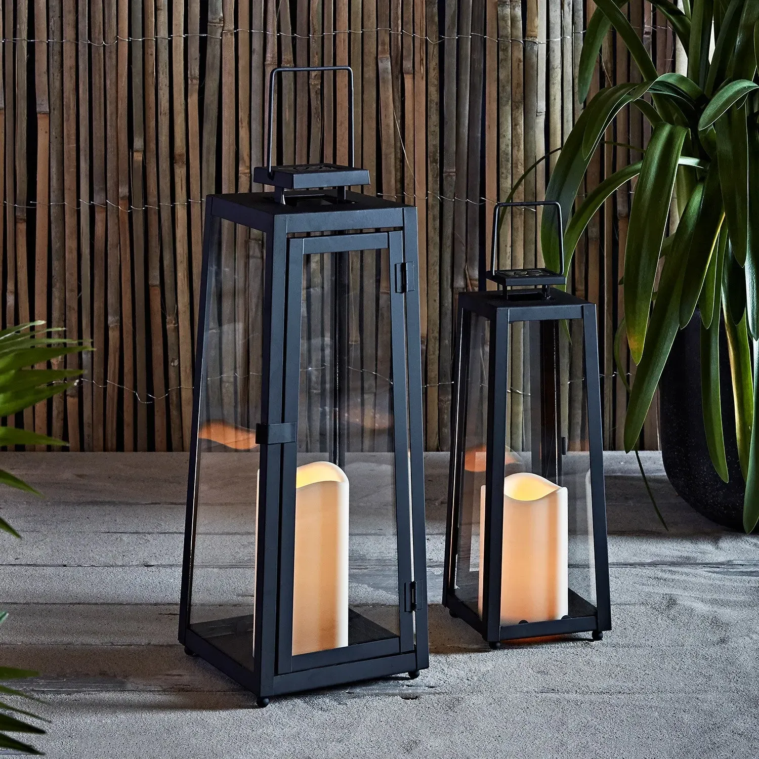 Porto Solar Metal Lantern Bundle - Warm White product