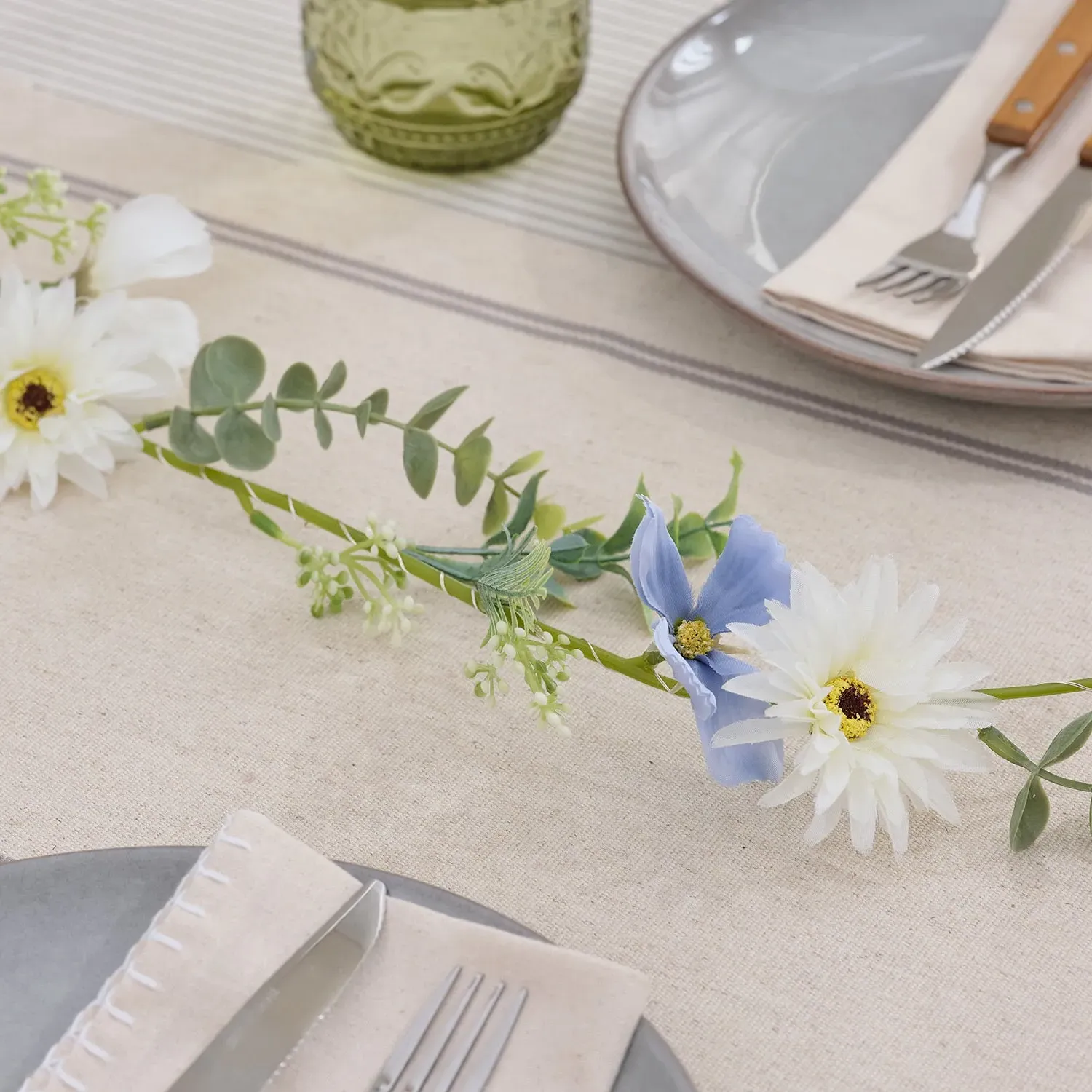 Pre-Lit Blue Bloom Outdoor Garland - Warm White alternate view