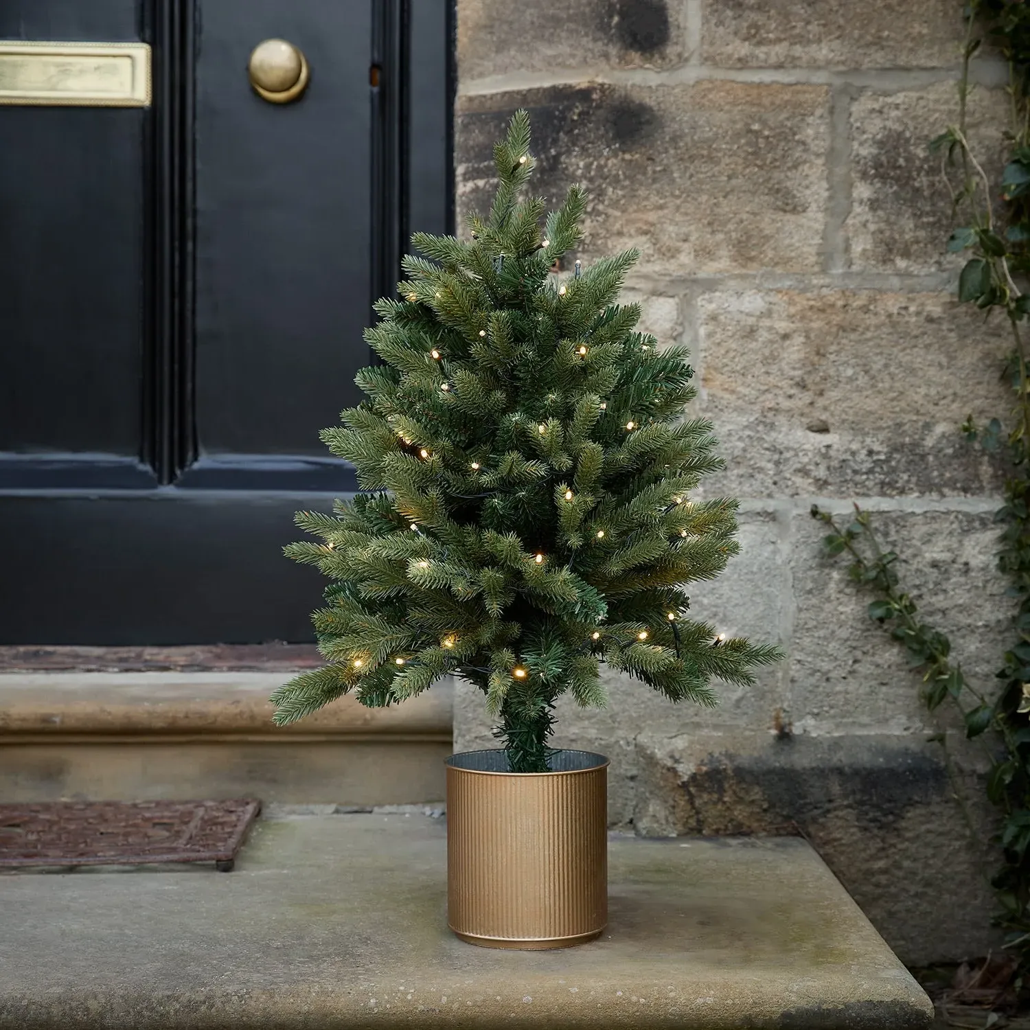 Pre-Lit Outdoor Christmas Tree in Gold Pot - Warm White product