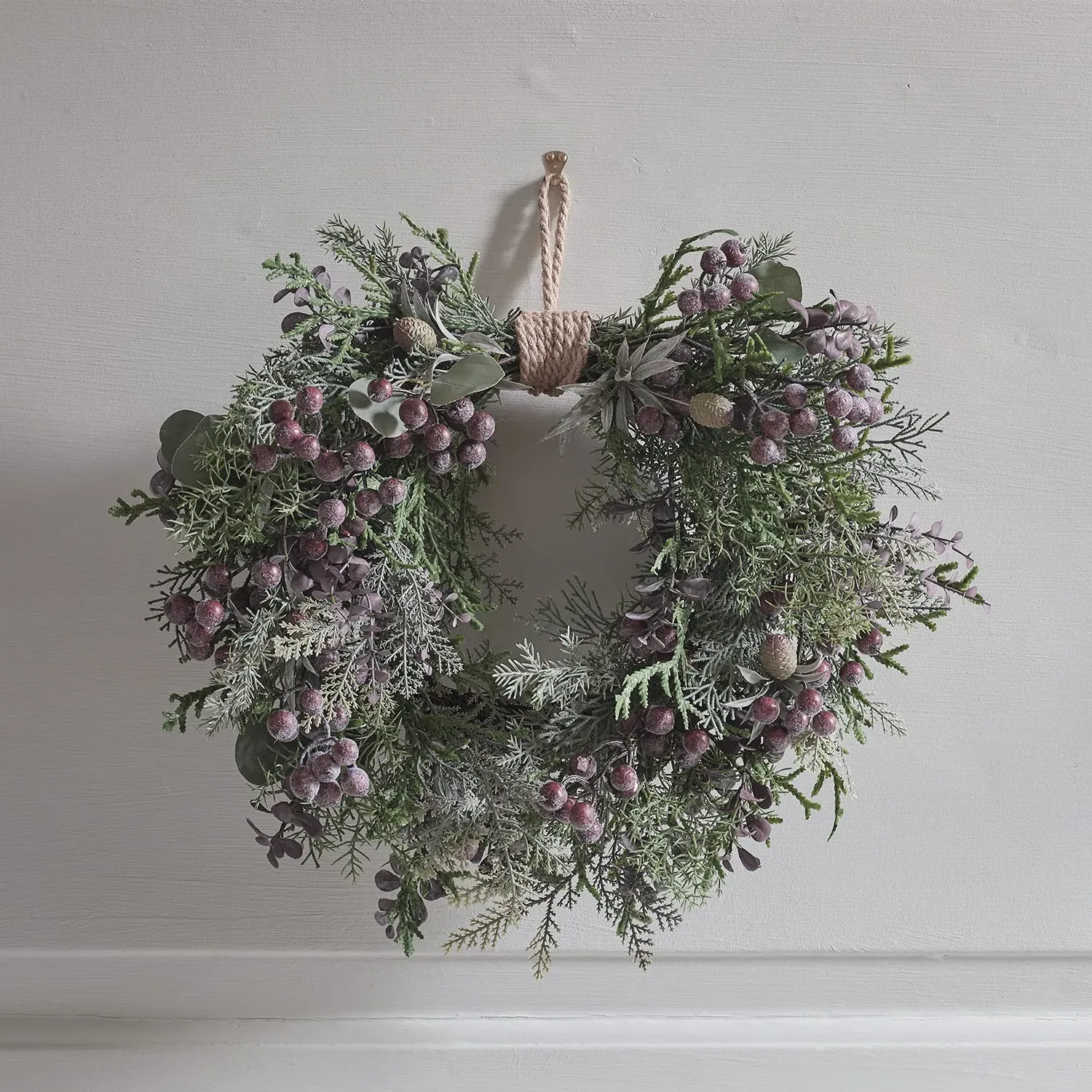 Pre-Lit Purple Berry Heart Wreath - Warm White alternate view