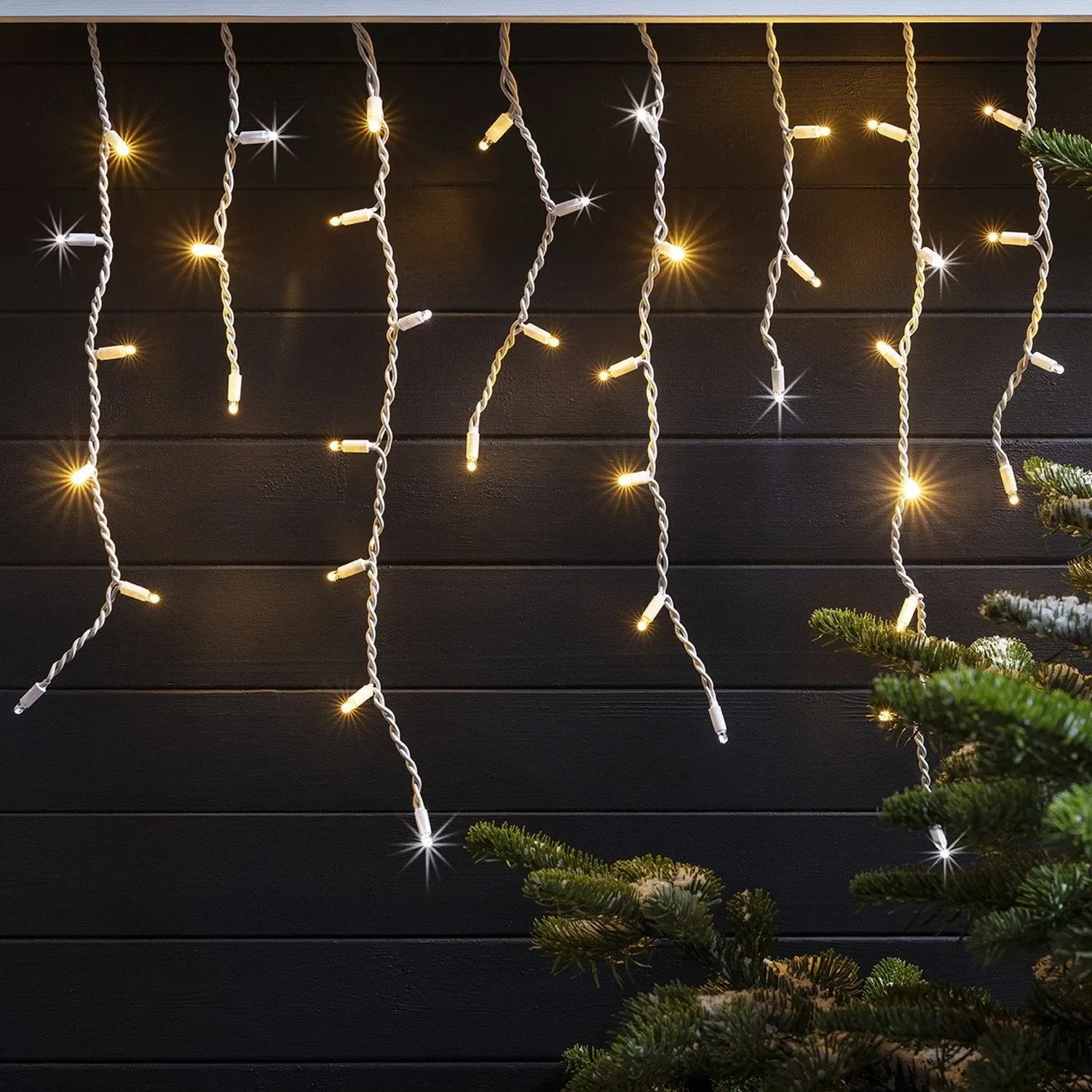Pro Connect 22m Connectable Icicle Lights - Warm White, White Cable product