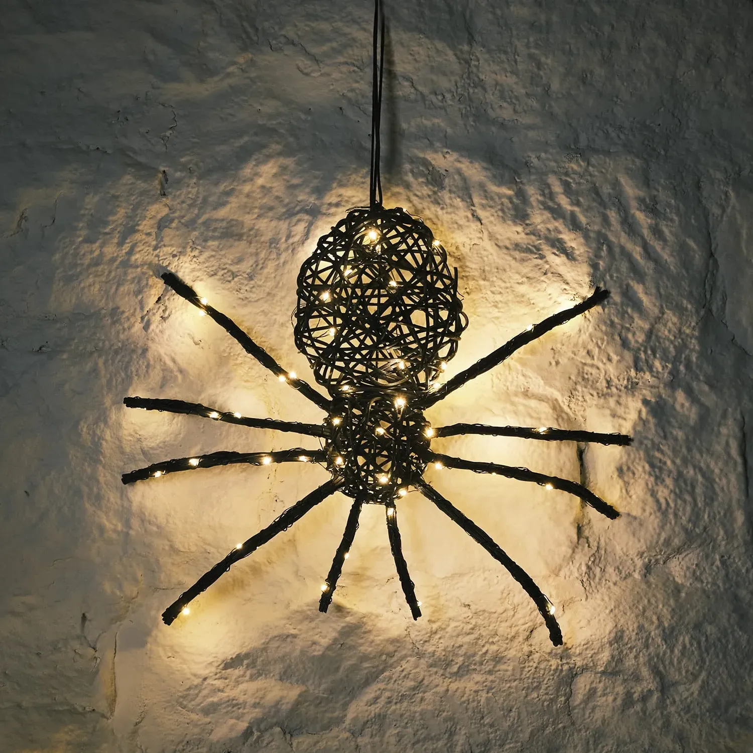 Rattan Spider Halloween Figure with 50 LEDs - Warm White product