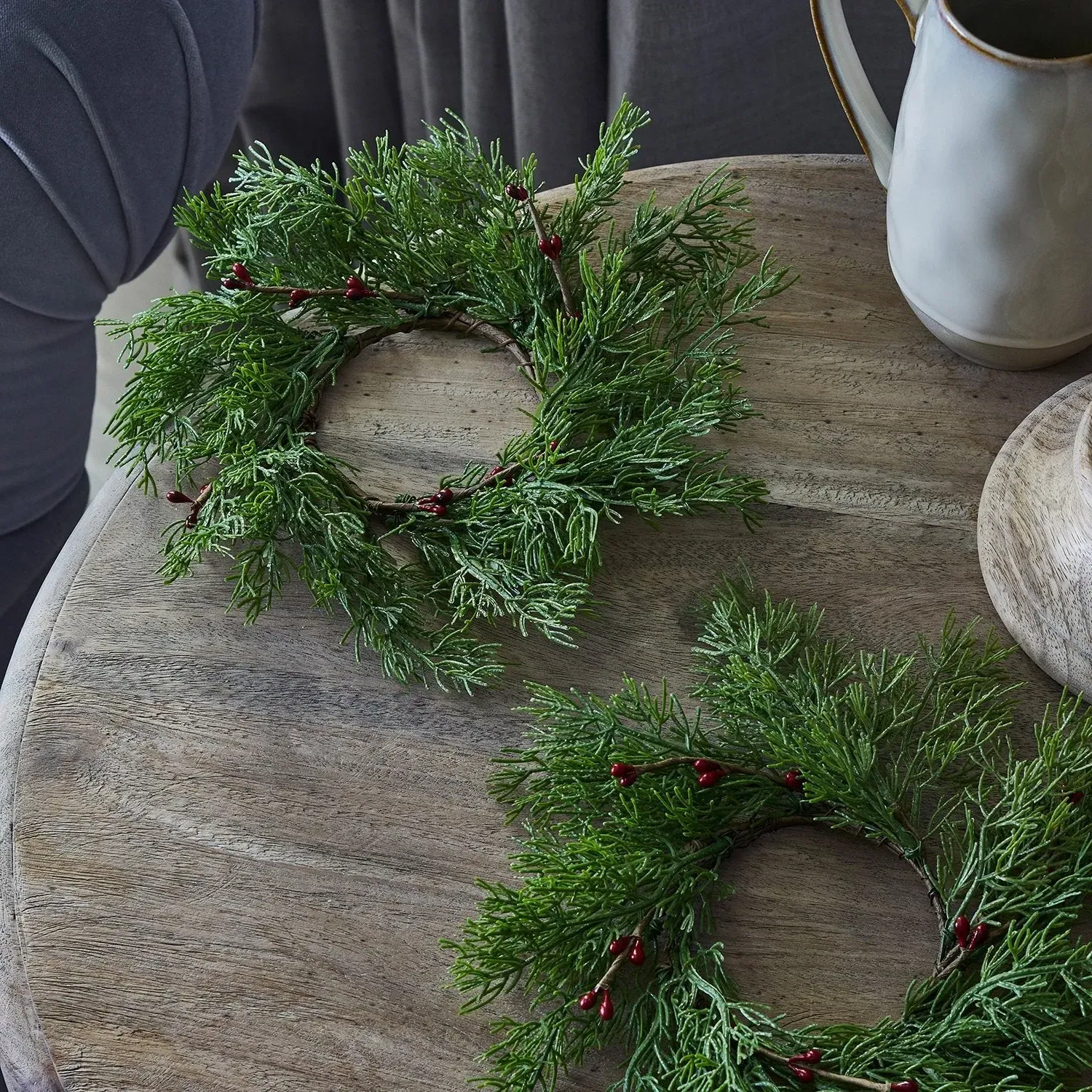 Red Berry Candle Ring Duo - Red, Faux Greenery product