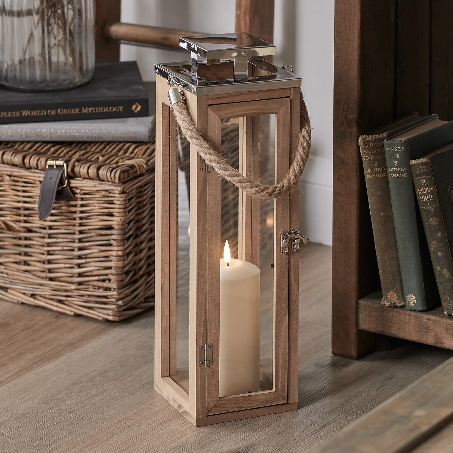 Salcombe TruGlow® Lantern with LED Candle - Warm White, Wood product