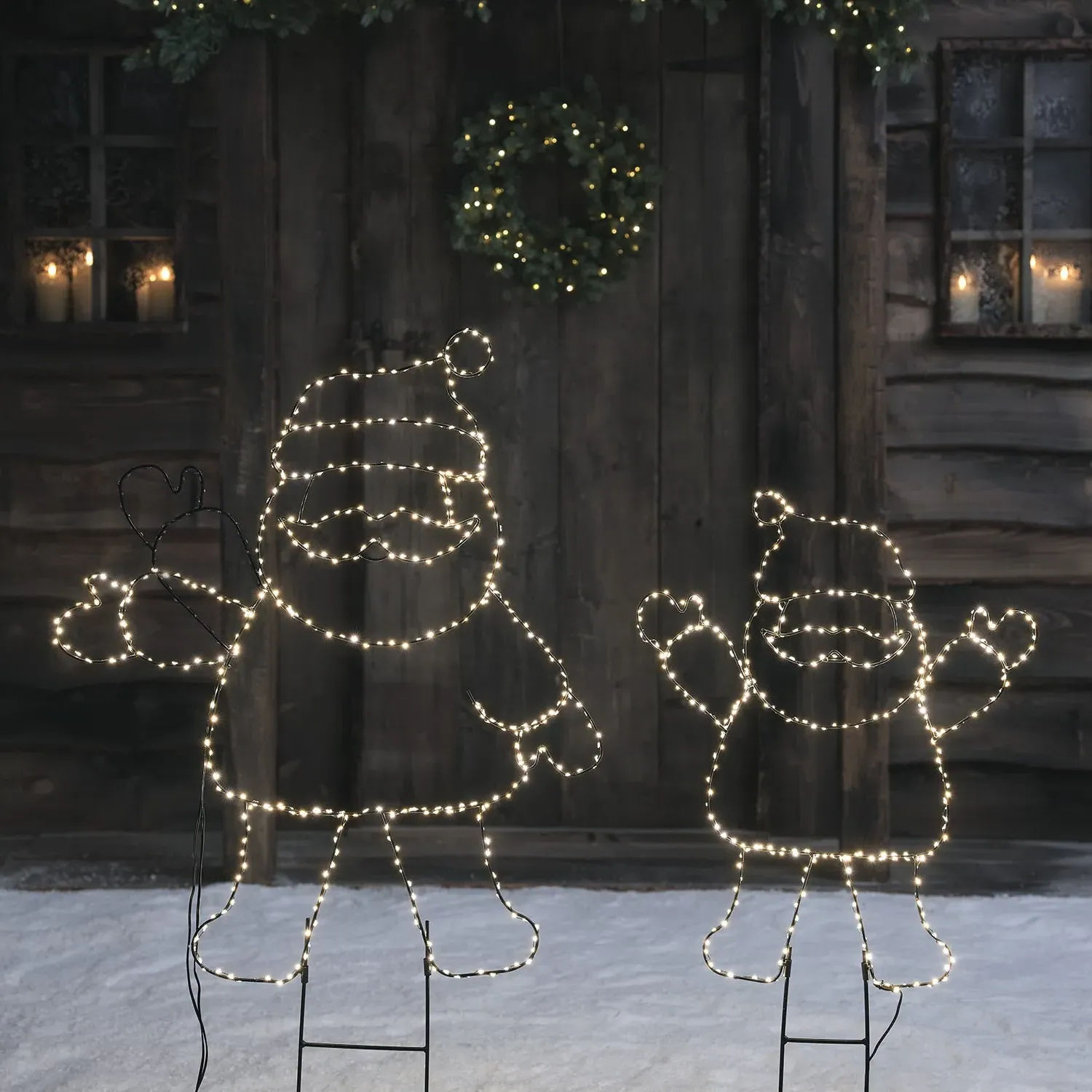 Santa Claus Outline Micro LED Stake Light Duo - Warm White alternate view
