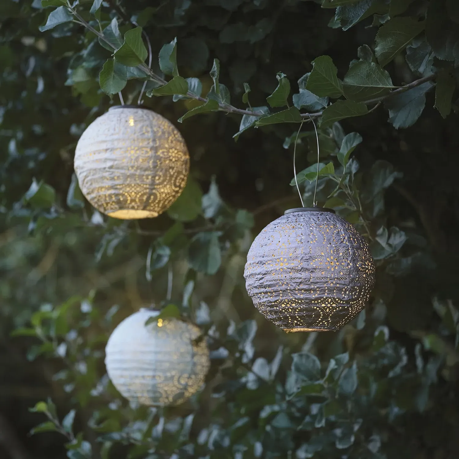 Scandi Tyvek Set of 3 Solar Lanterns - Warm White product