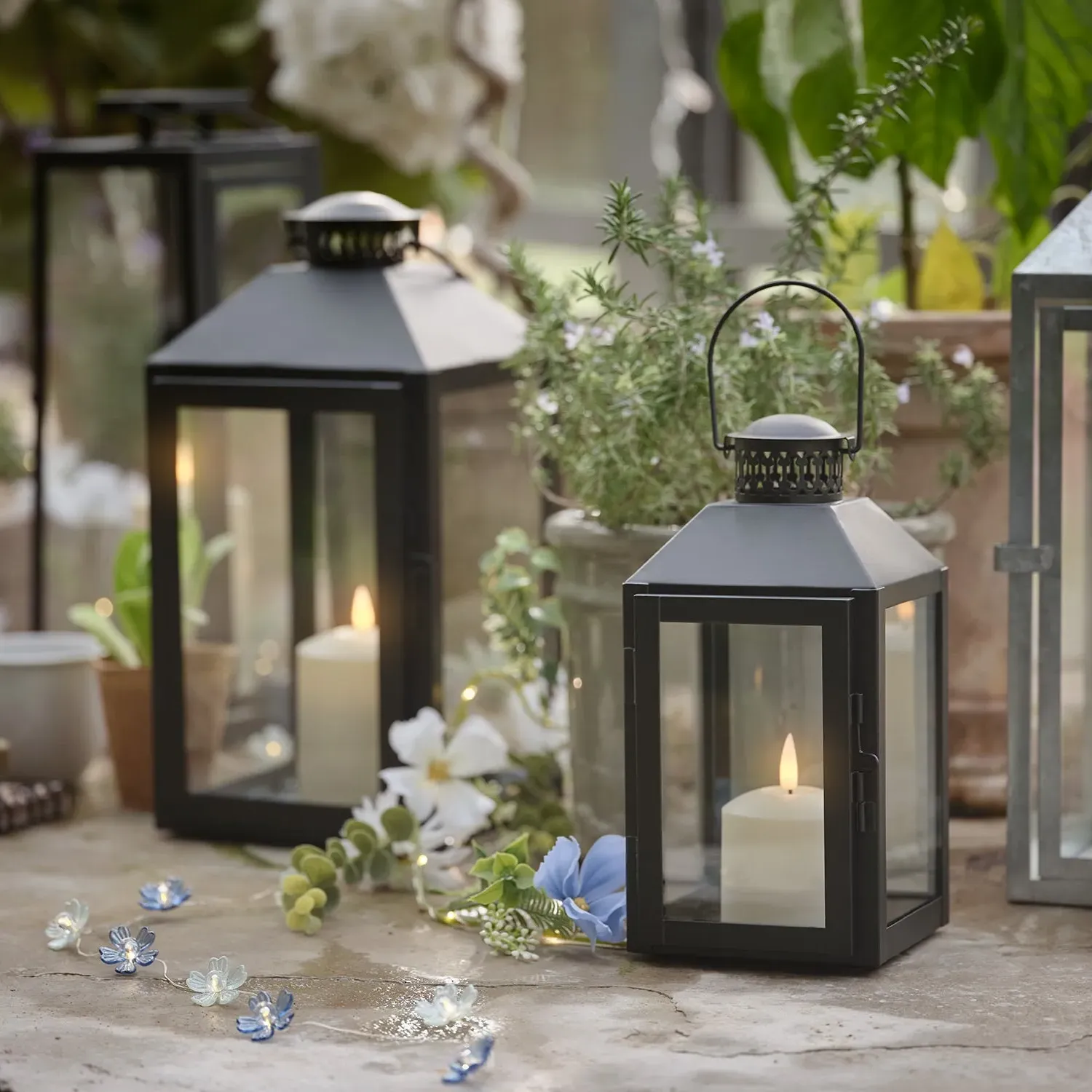 Seaton Metal Lantern Duo with TruGlow® Candles - Black product