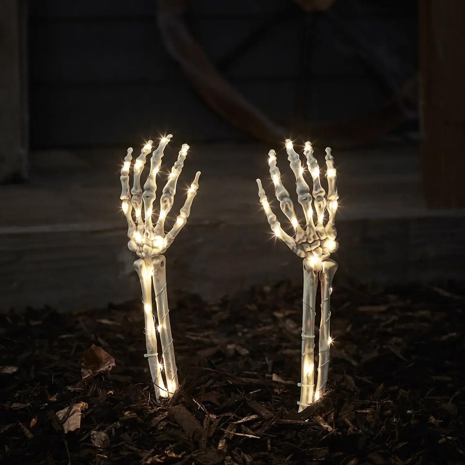 Skeleton Hand Halloween Garden Stake Lights - Warm White product