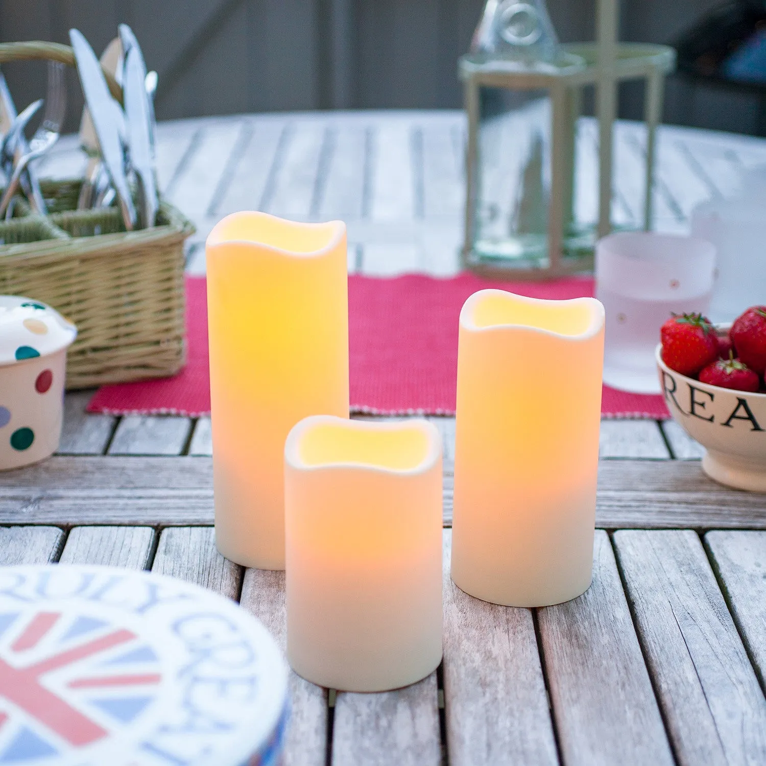 Small Outdoor Battery LED Candle - Amber, Plastic alternate view
