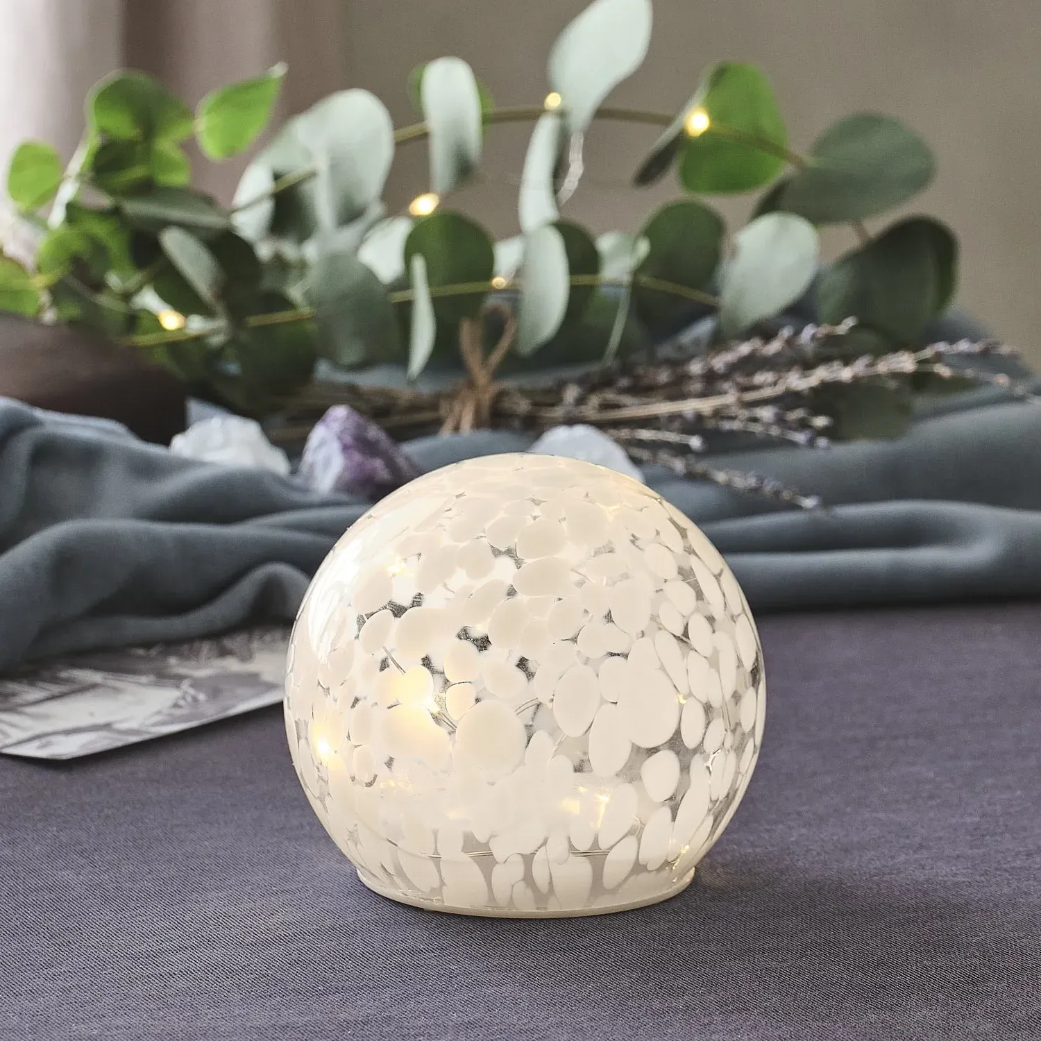 Small White Confetti Glass Globe LED Decoration - Warm White product