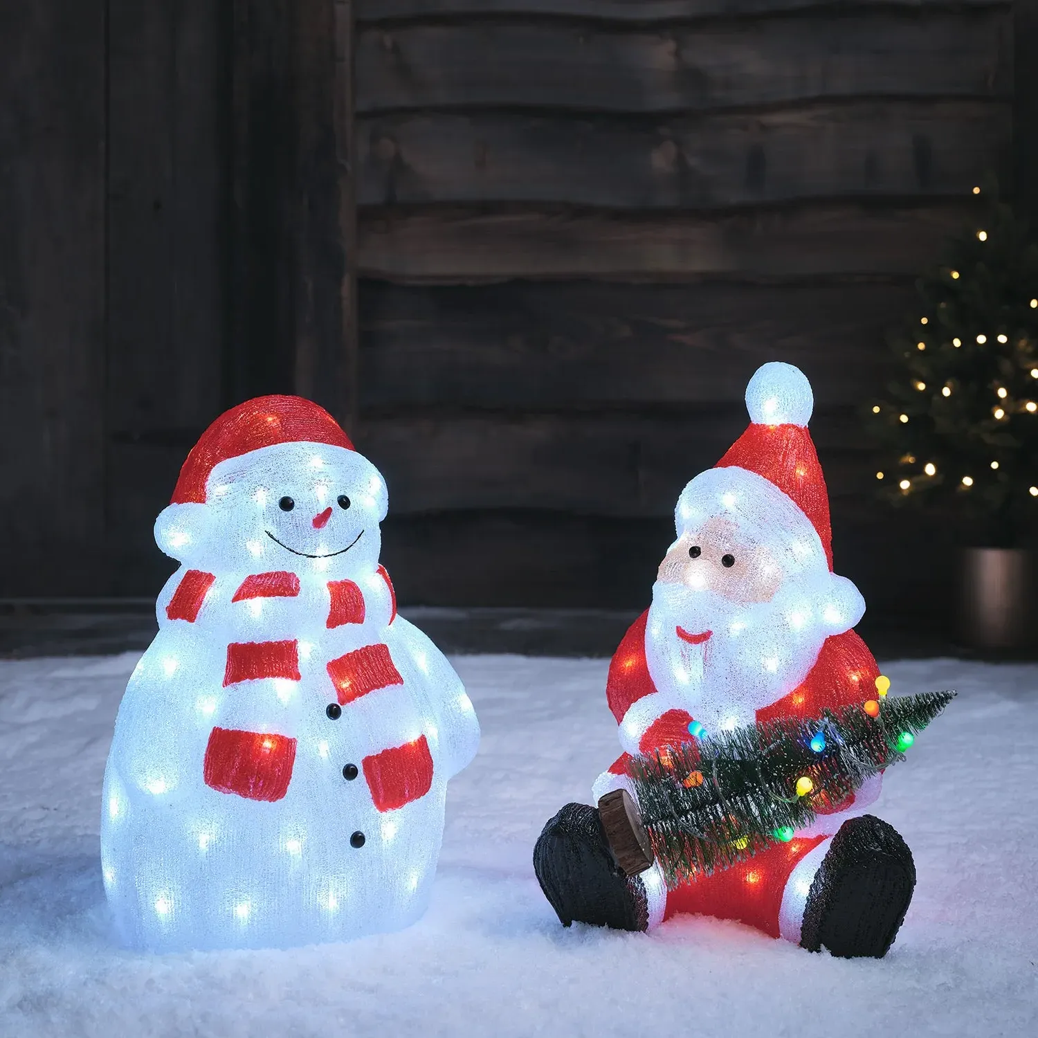 Snowman with Hat and Scarf LED 3D Acrylic Figure - White alternate view