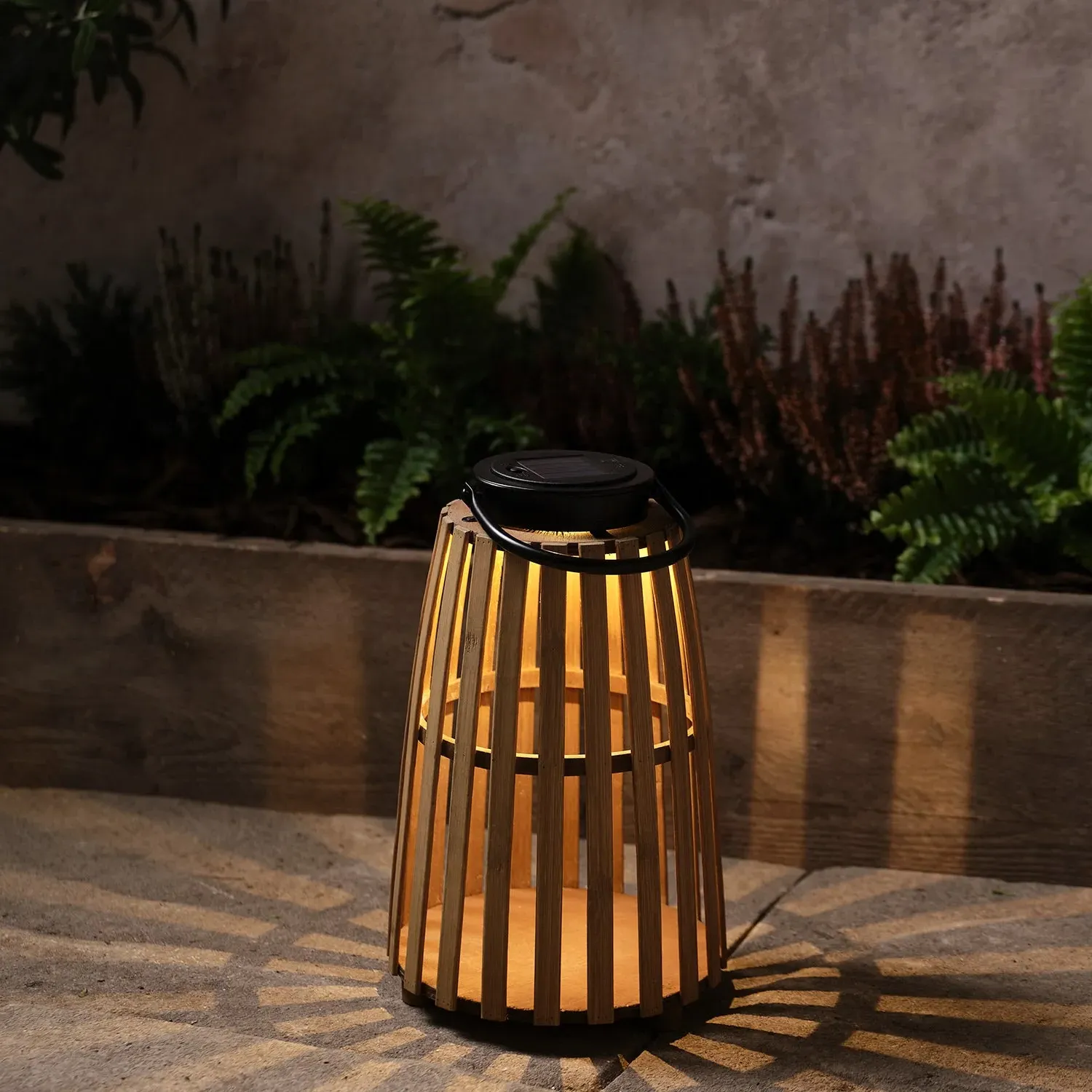 Sol Round Solar Lantern - Warm White, Bamboo product