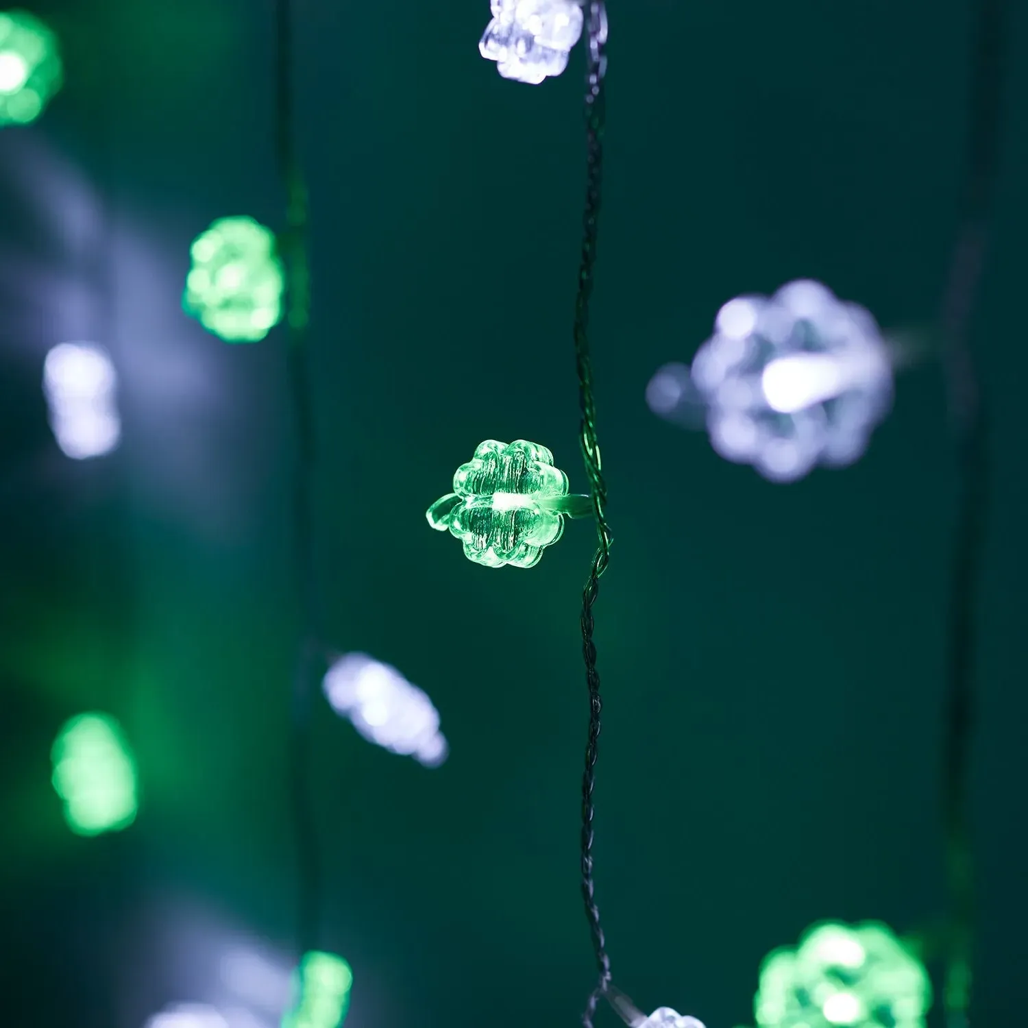 St Patricks Day Shamrock Curtain Light - White alternate view