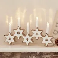 Star Candle Bridge with LED Lights - Wood alternate view