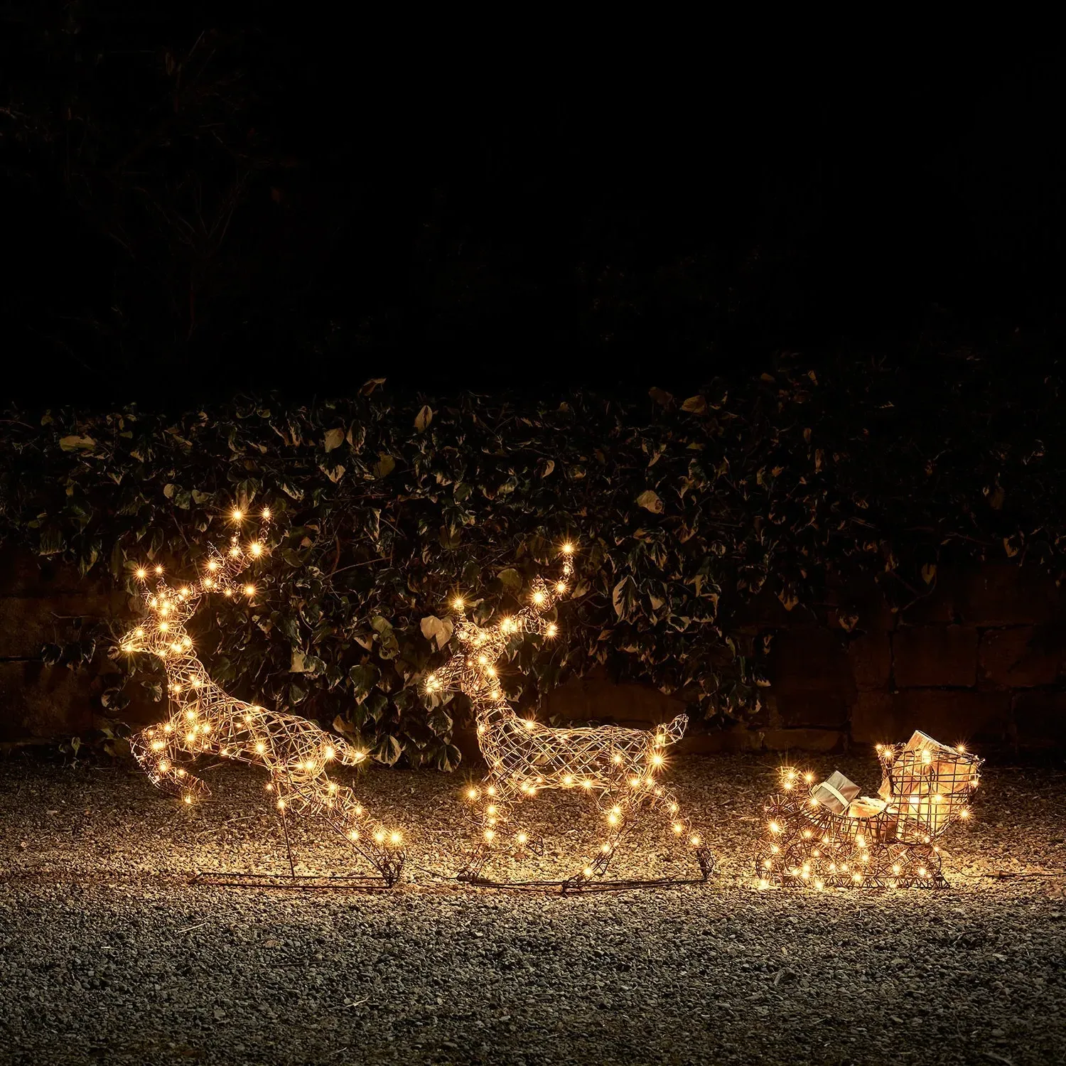 Studley Light Up Reindeer & Sleigh - Warm White, Faux Rattan product