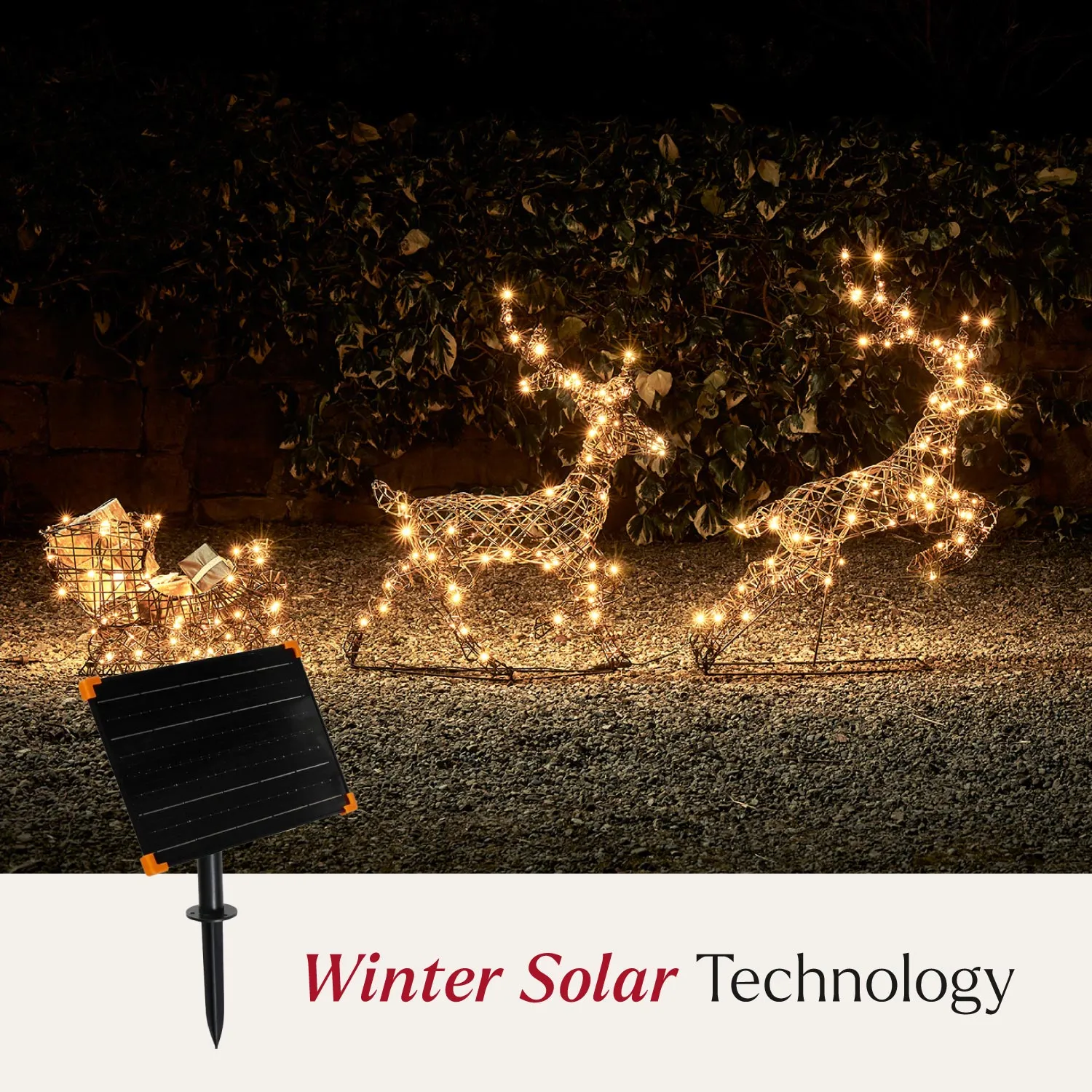 Studley Solar LED Reindeer & Sleigh - Warm White alternate view
