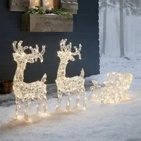 Swinsty LED Reindeer & Sleigh Figure - Warm White, Acrylic alternate view