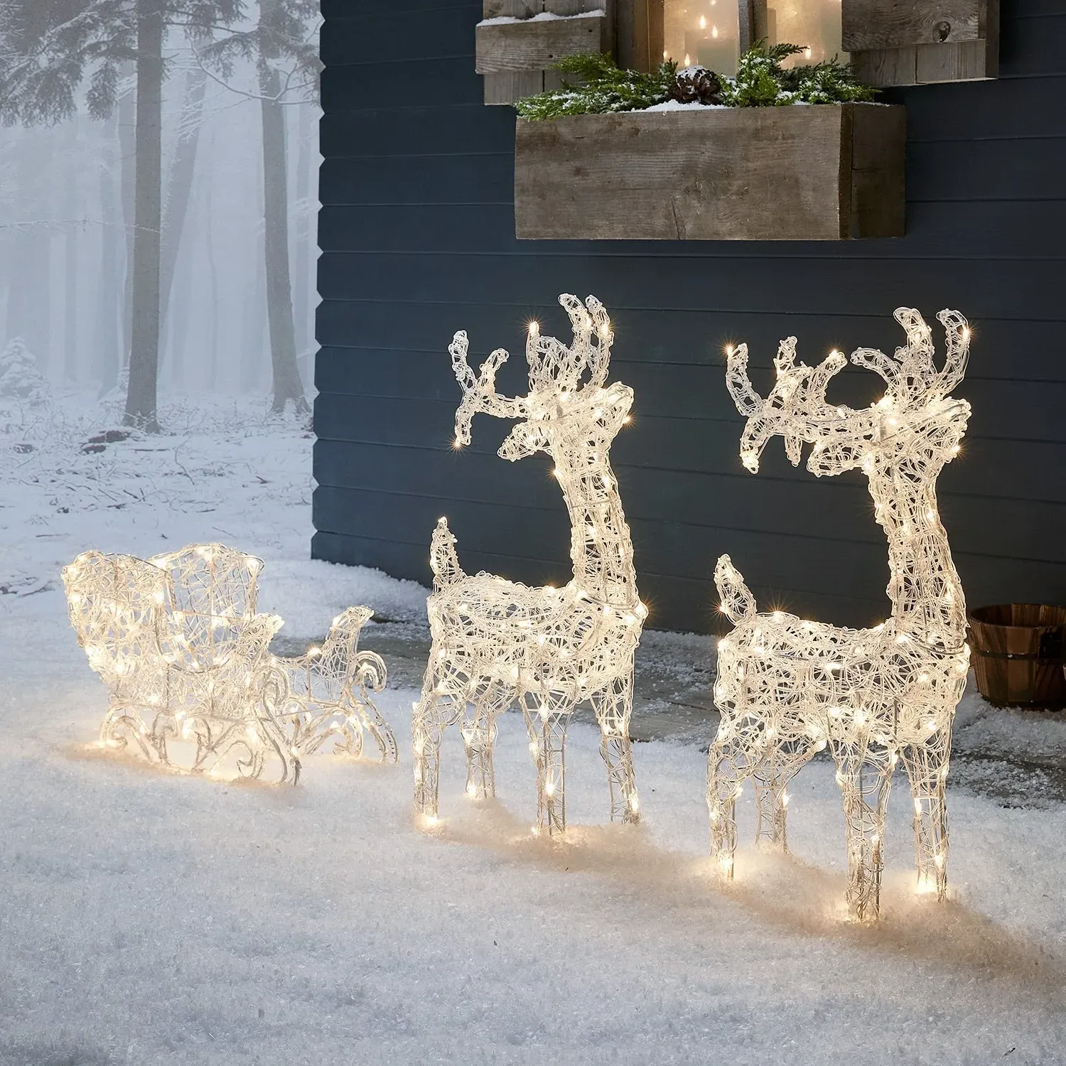 Swinsty LED Reindeer & Sleigh Figure - Warm White, Acrylic product
